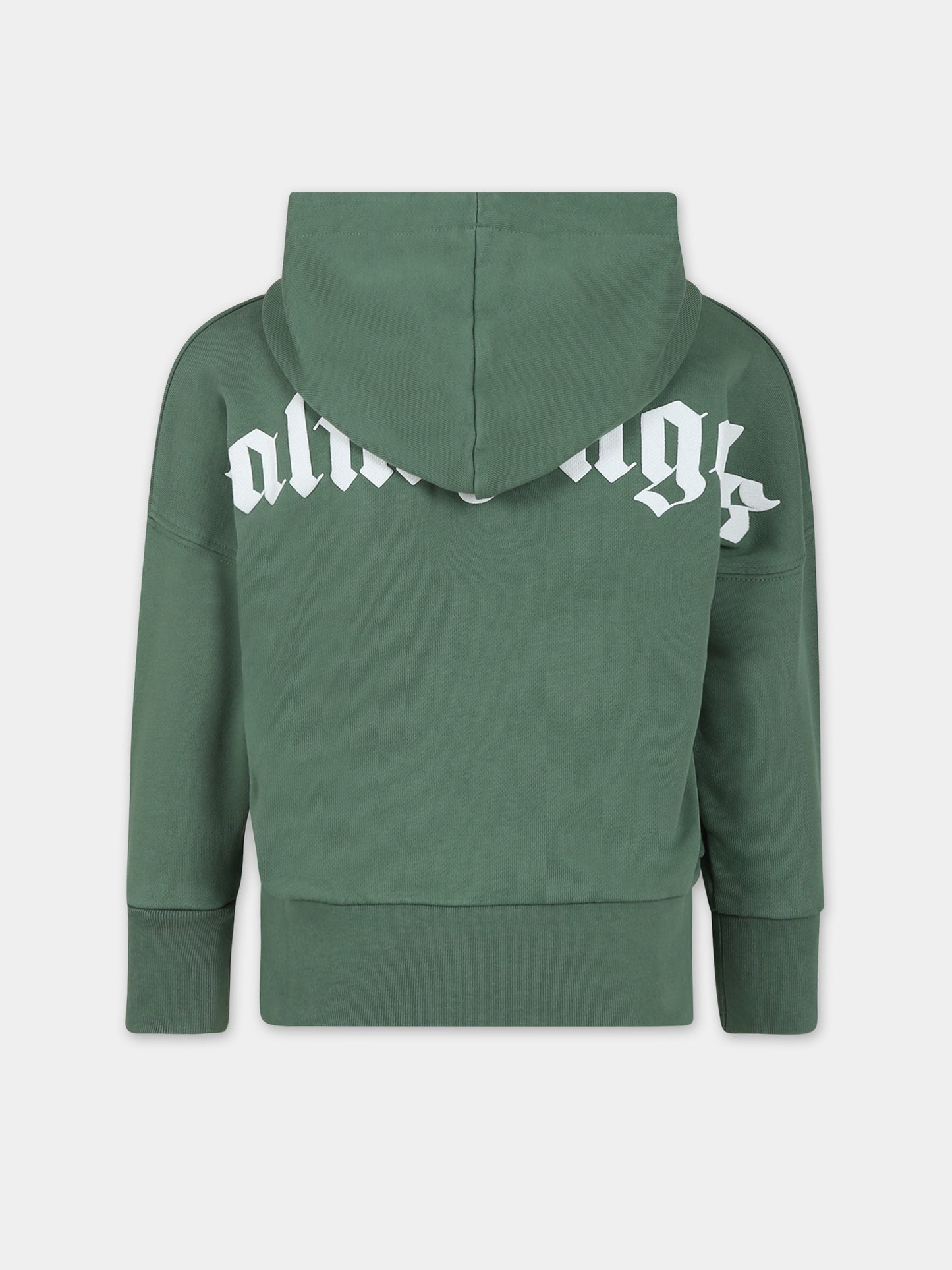 Felpa verde per bambini con logo,Palm Angels,PBBB009C99FLE0015501