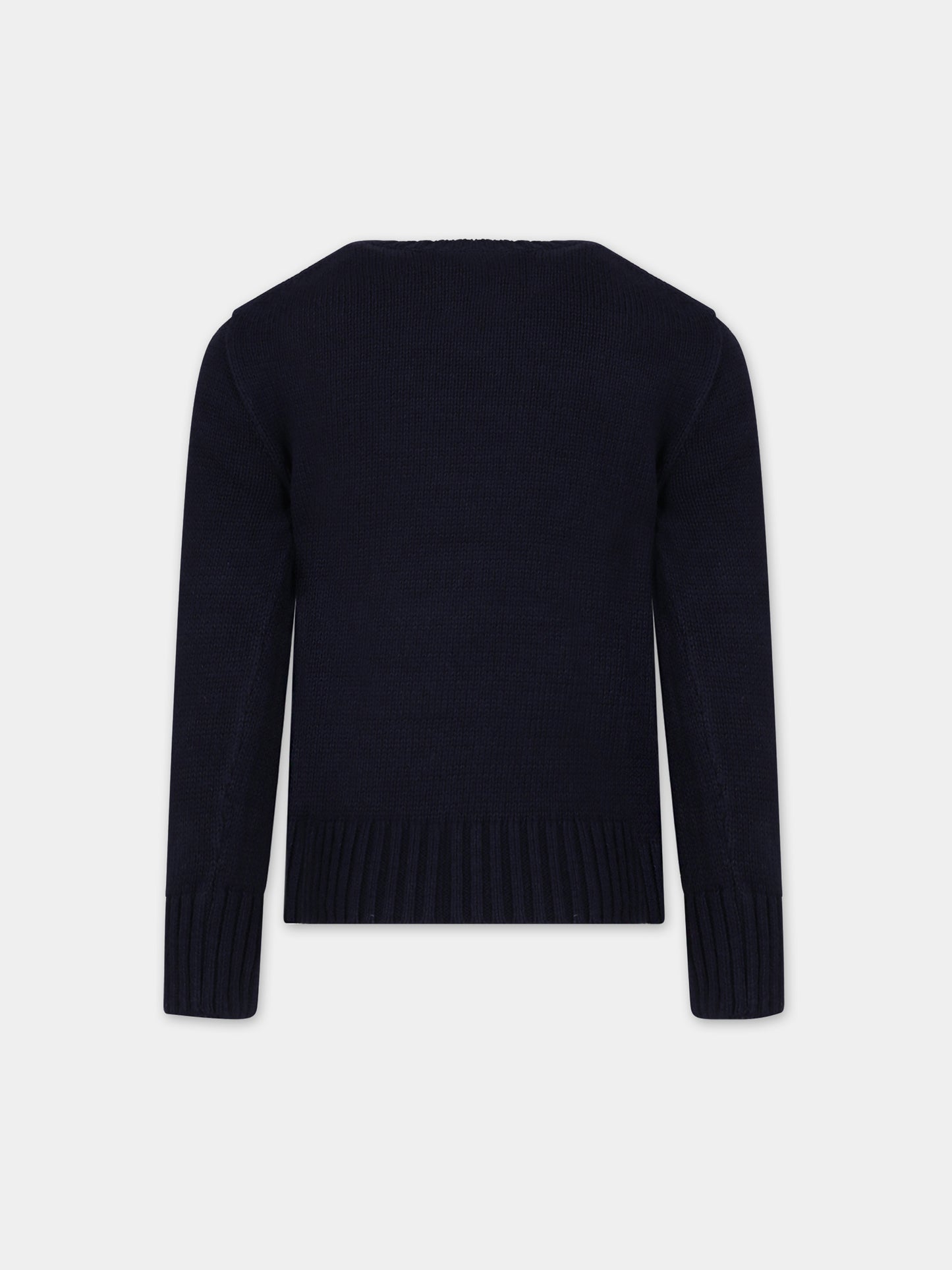 Maglione blu per bambino con orso e logo,Ralph Lauren Kids,918362001