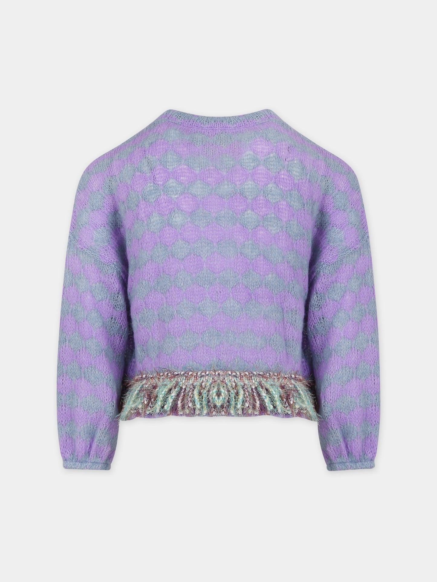 Maglione viola per bambina con frange,Caffe' D'orzo,ZT9A00 Q0014 522GR