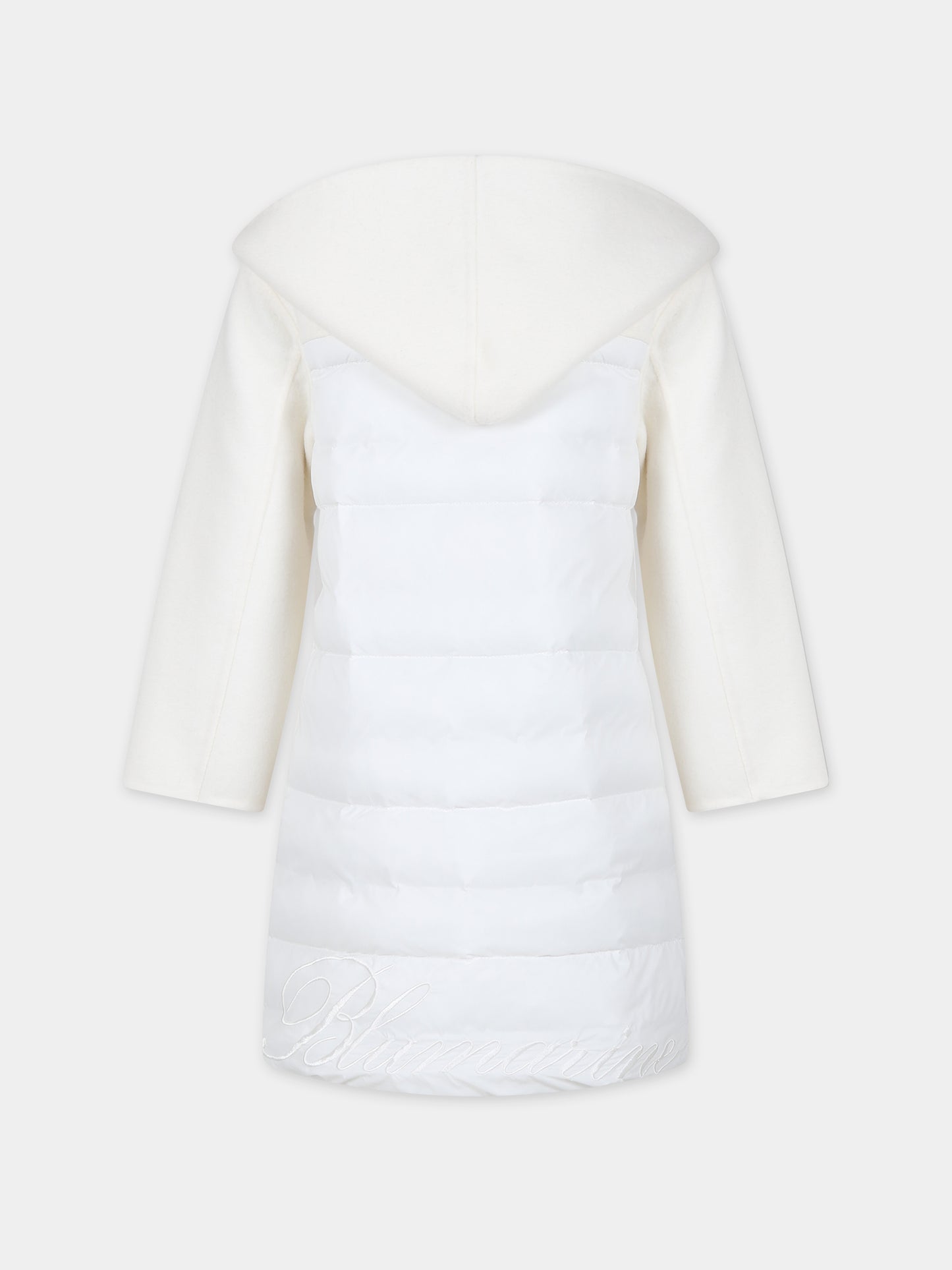 Cappotto avorio per bambina con logo,Blumarine Baby,IF3072 10602