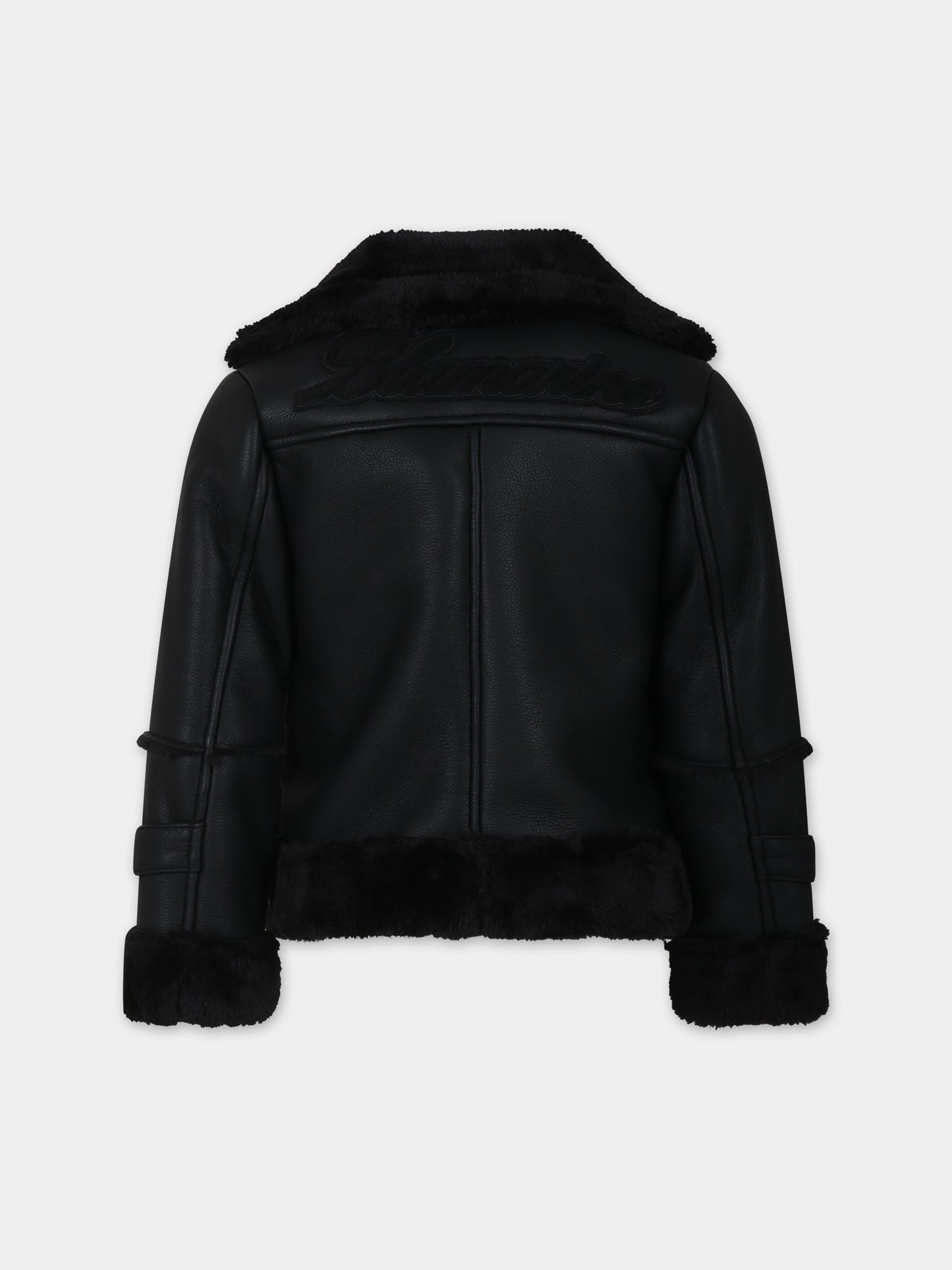 Giubbotto nero per bambina con logo,Blumarine Baby,IF3018 22222