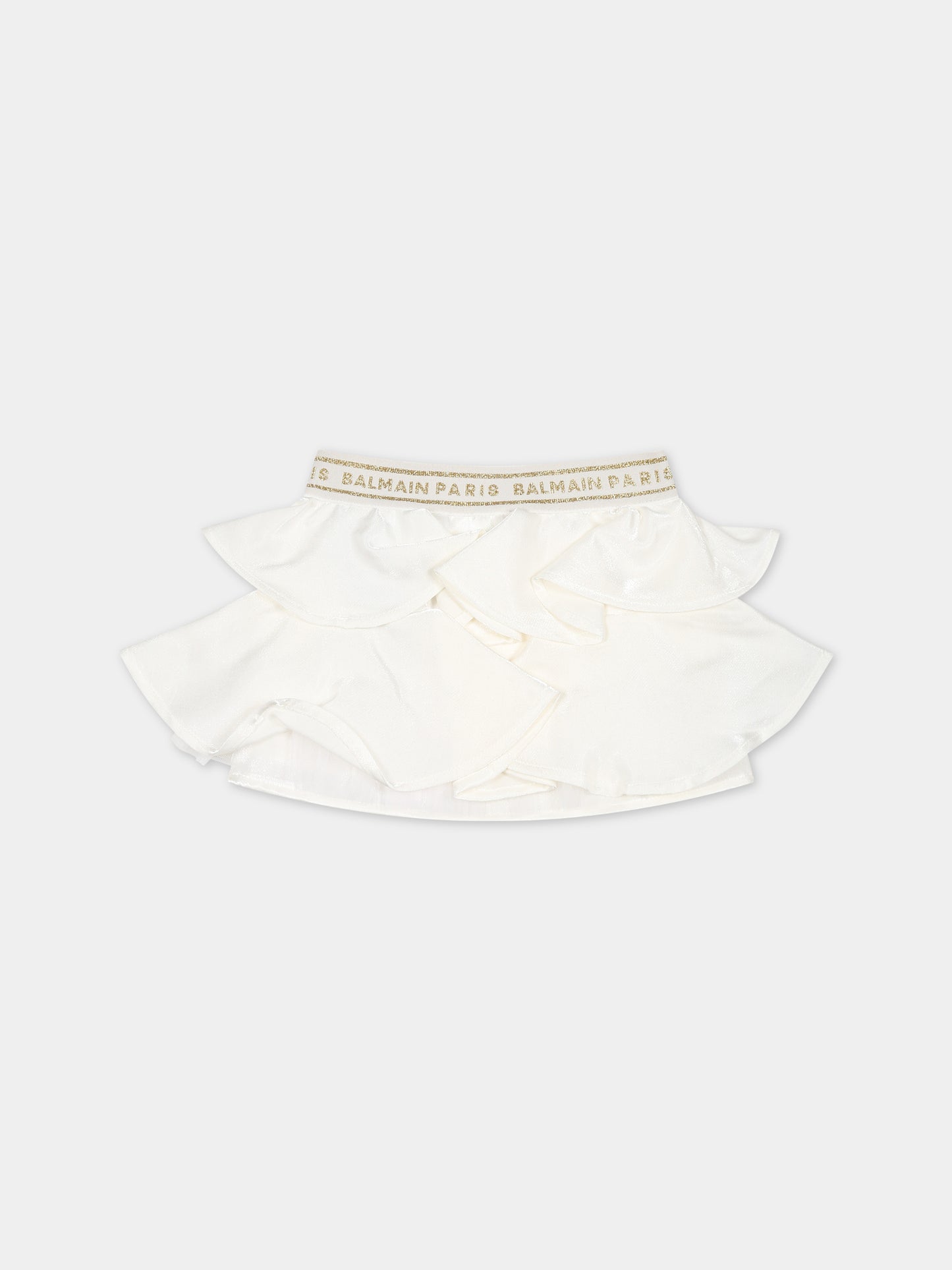 Gonna avorio per neonata con logo,Balmain Kids,BT7021 K0158 101