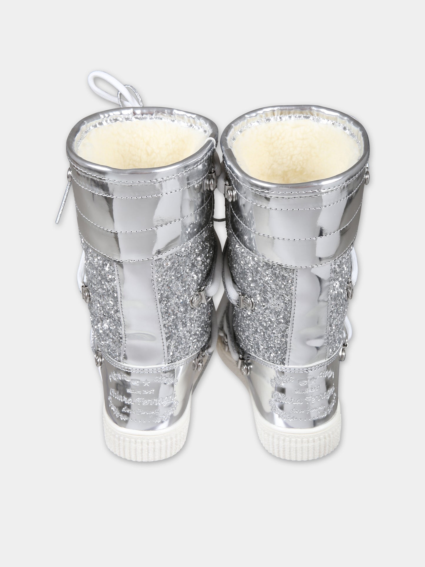 Stivali argento per bambina con logo,Chiara Ferragni Collection,CFB294 004 K