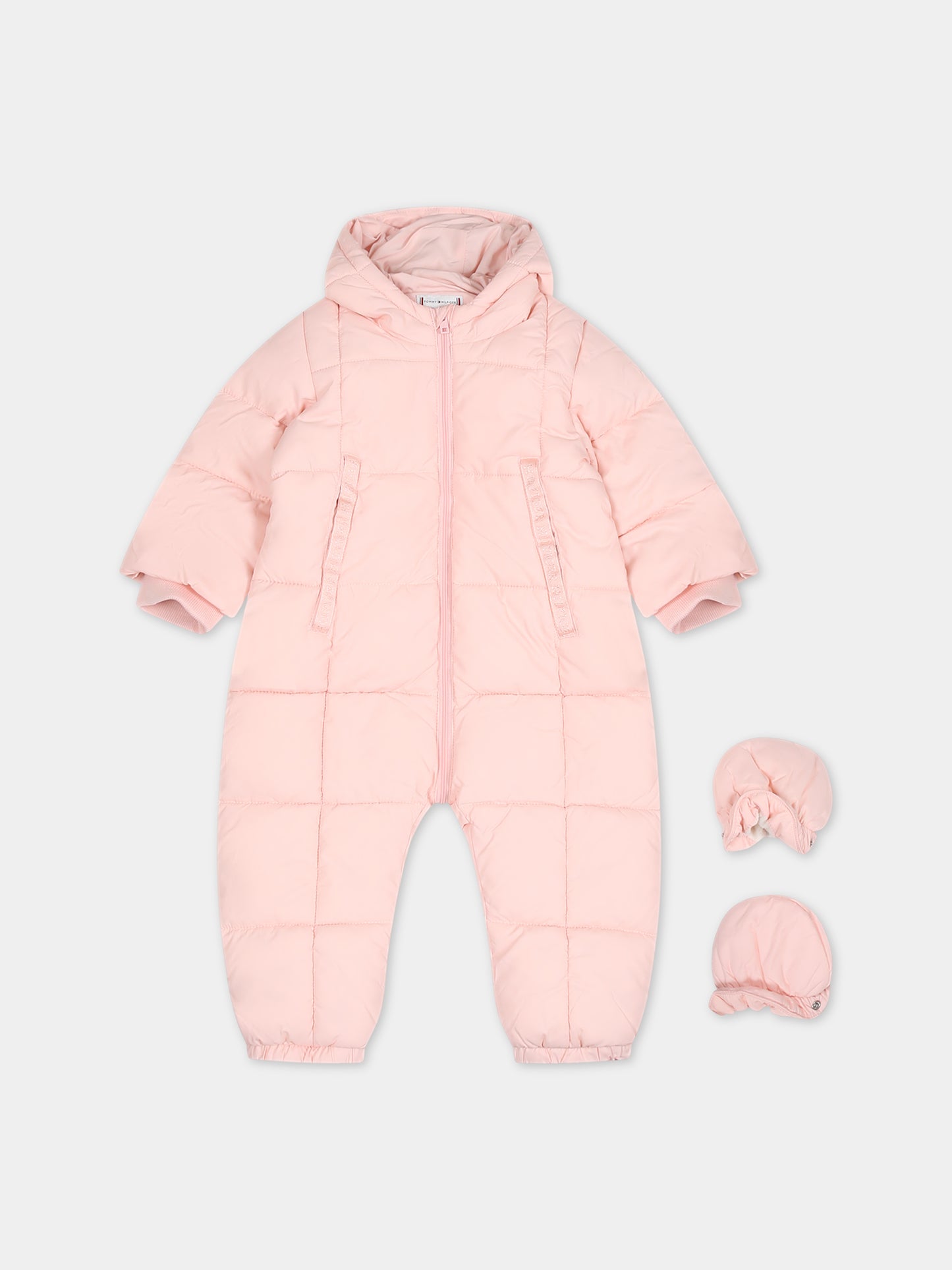 Piumino rosa per neoanta con iconica bandierina,Tommy Hilfiger Junior,23WMTHKN0KN01725J TJS