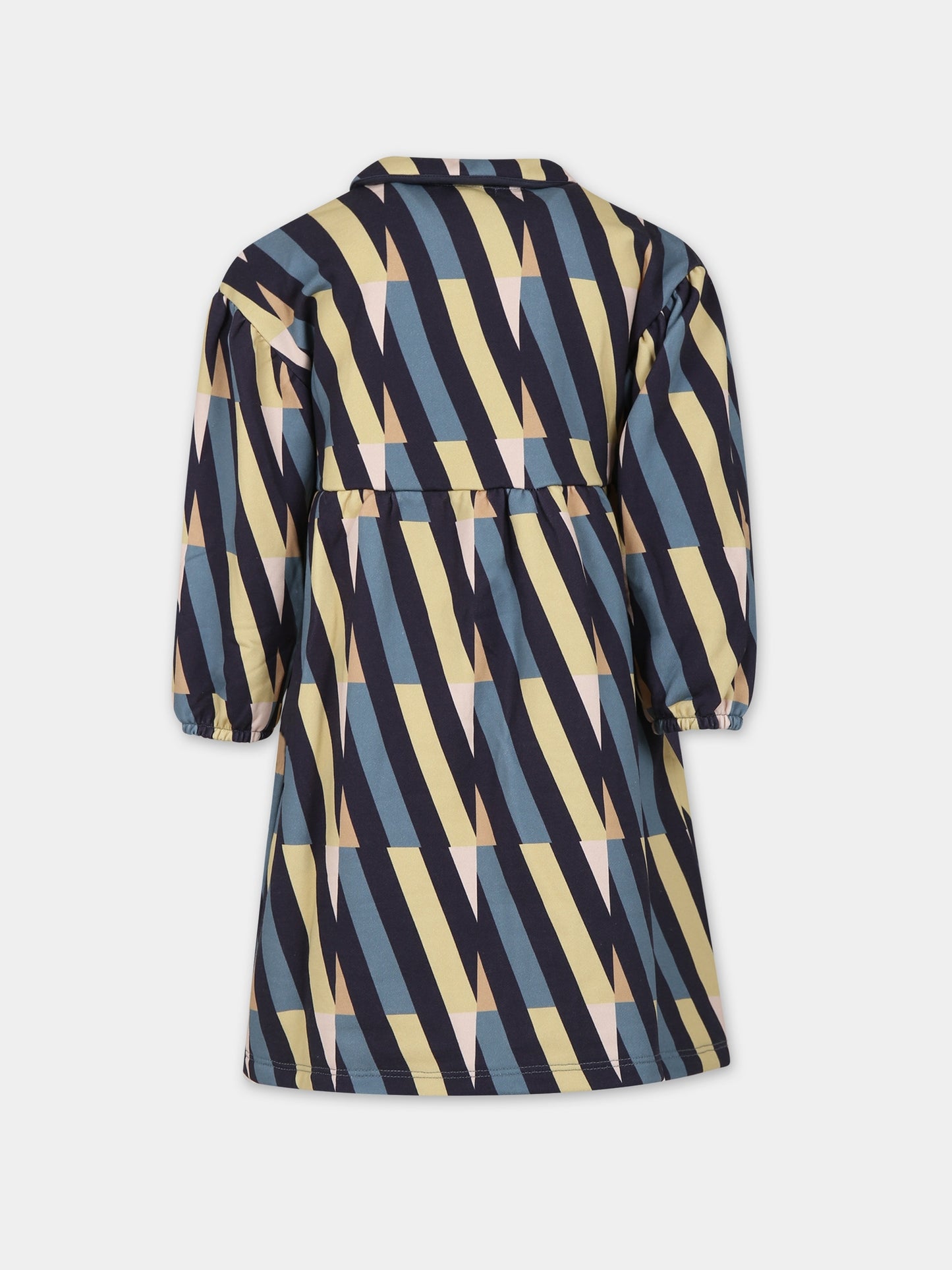 Vestito blu per bambina con stampa linee,Coco Au Lait,15COCOAW231036B