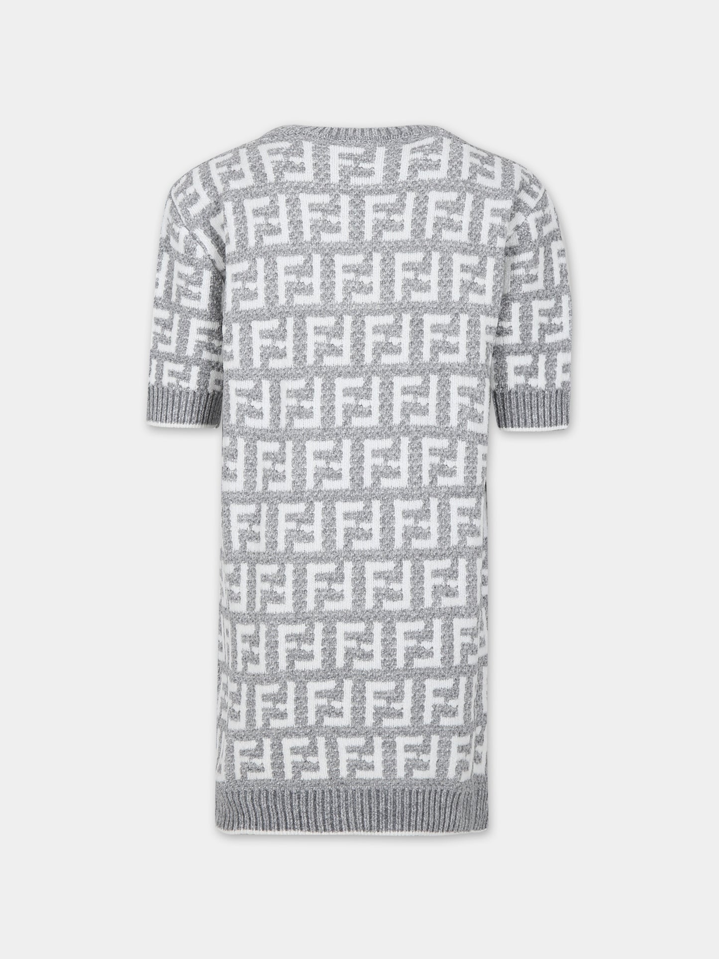 Vestito grigio con logo per bambina,Fendi Kids,JFG118 AMHA F0RTT