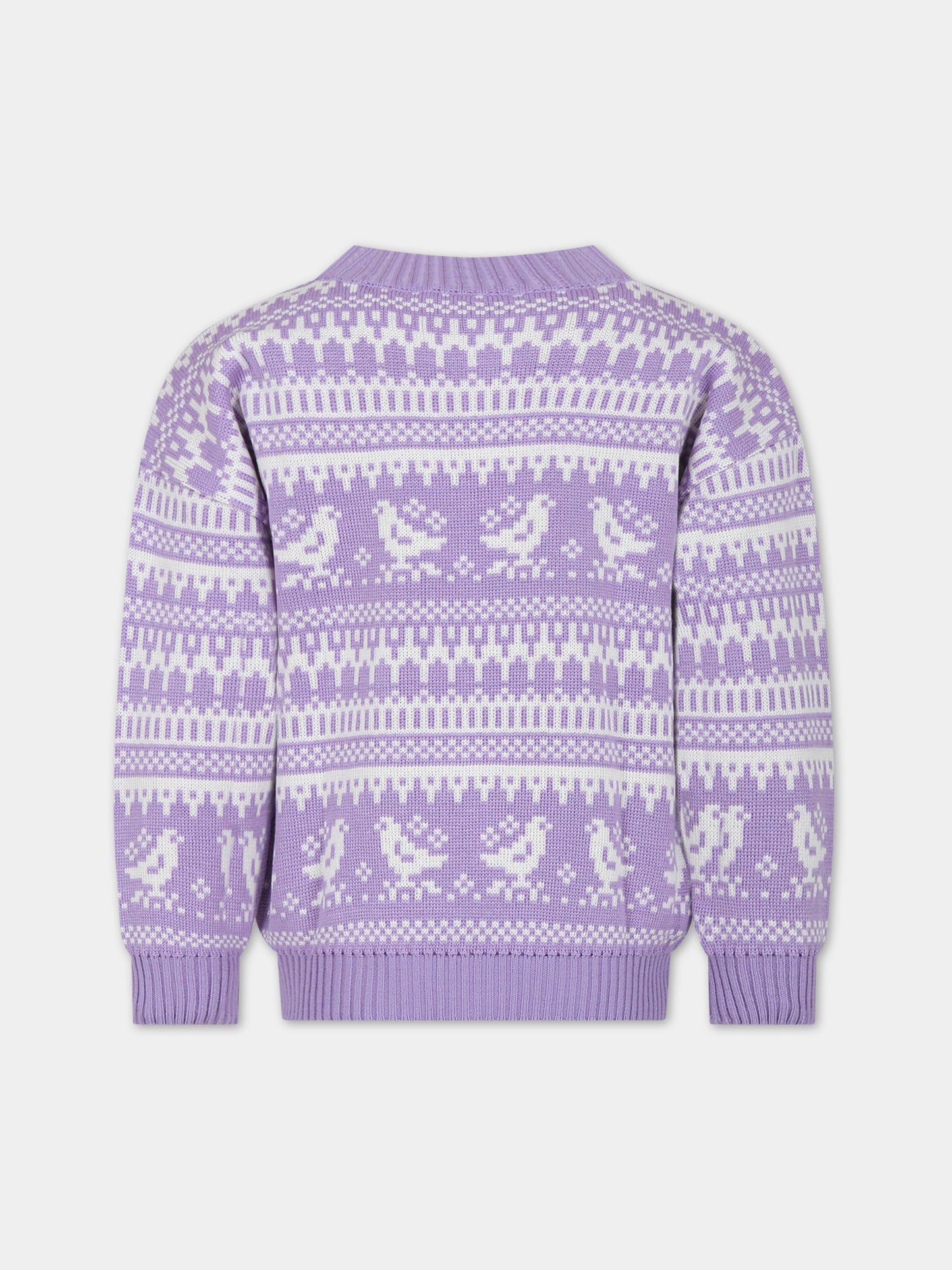 Maglione viola per bambina con motivo jacquard,Paade Mode,234152341