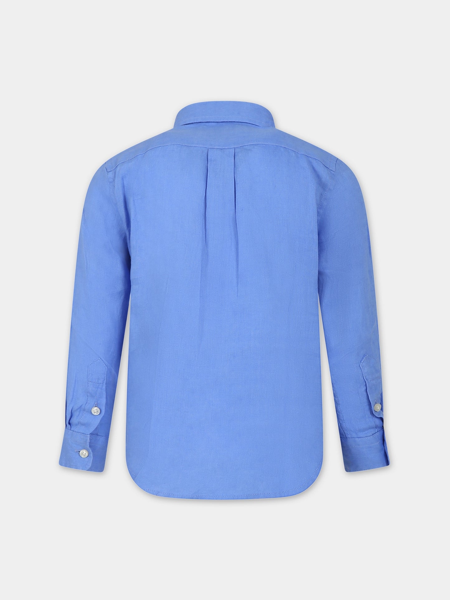 Camicia azzurra per bambino con cavallino,Ralph Lauren Kids,865270003