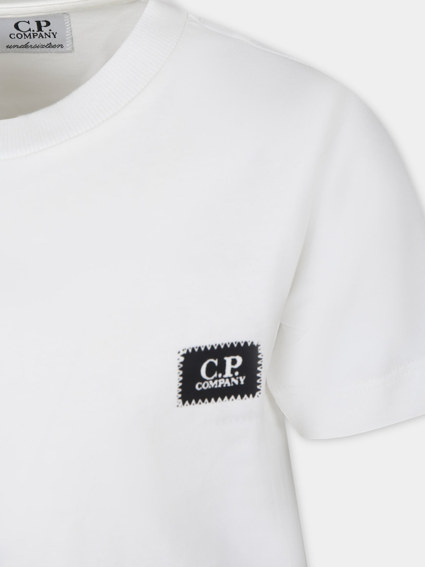 T-shirt bianca per bambino con logo,C. P. Company,CNM008 LAA17 10135