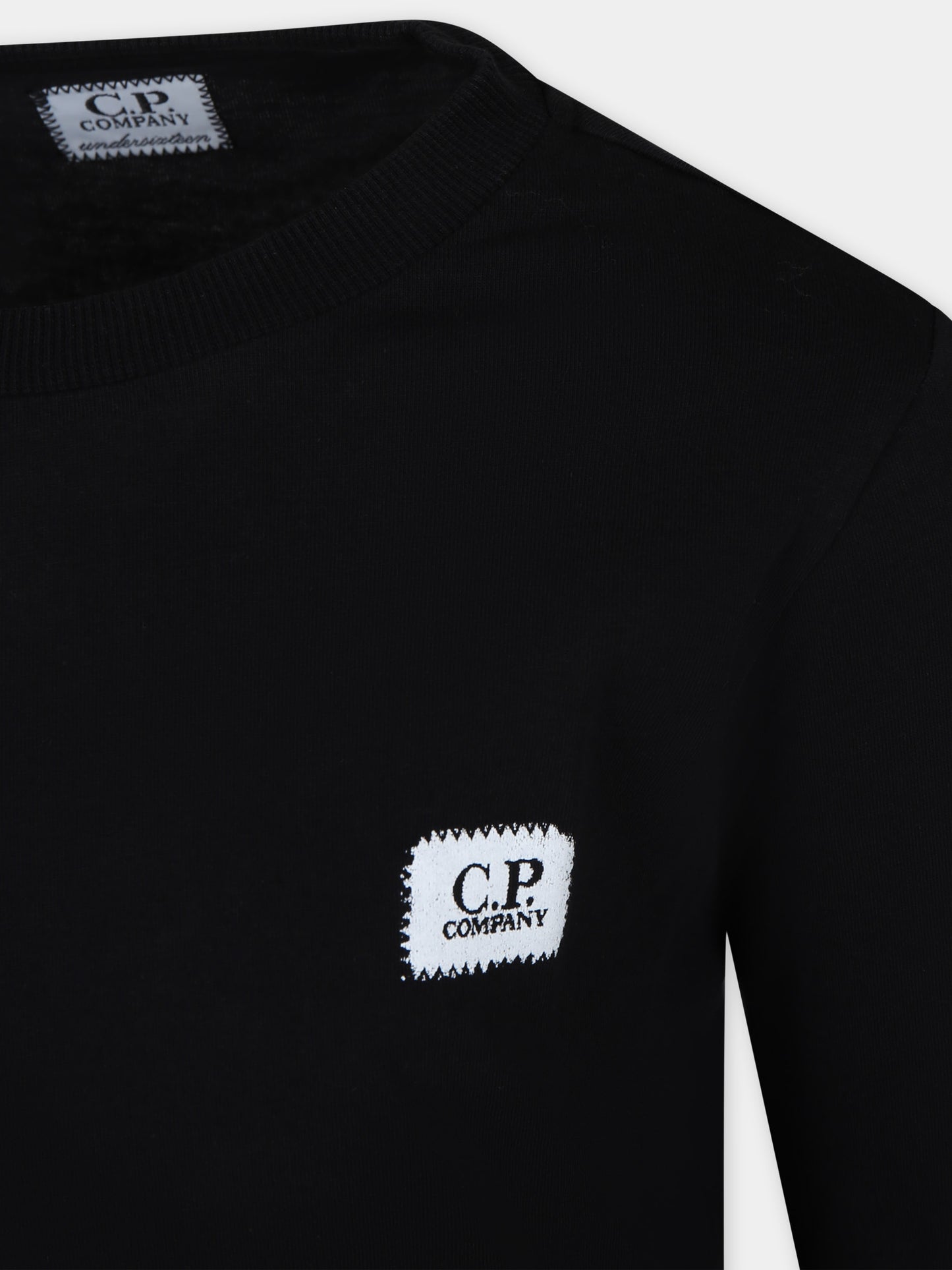 T-shirt nera per bambino con logo,C. P. Company,CUO000 LAA17 60100