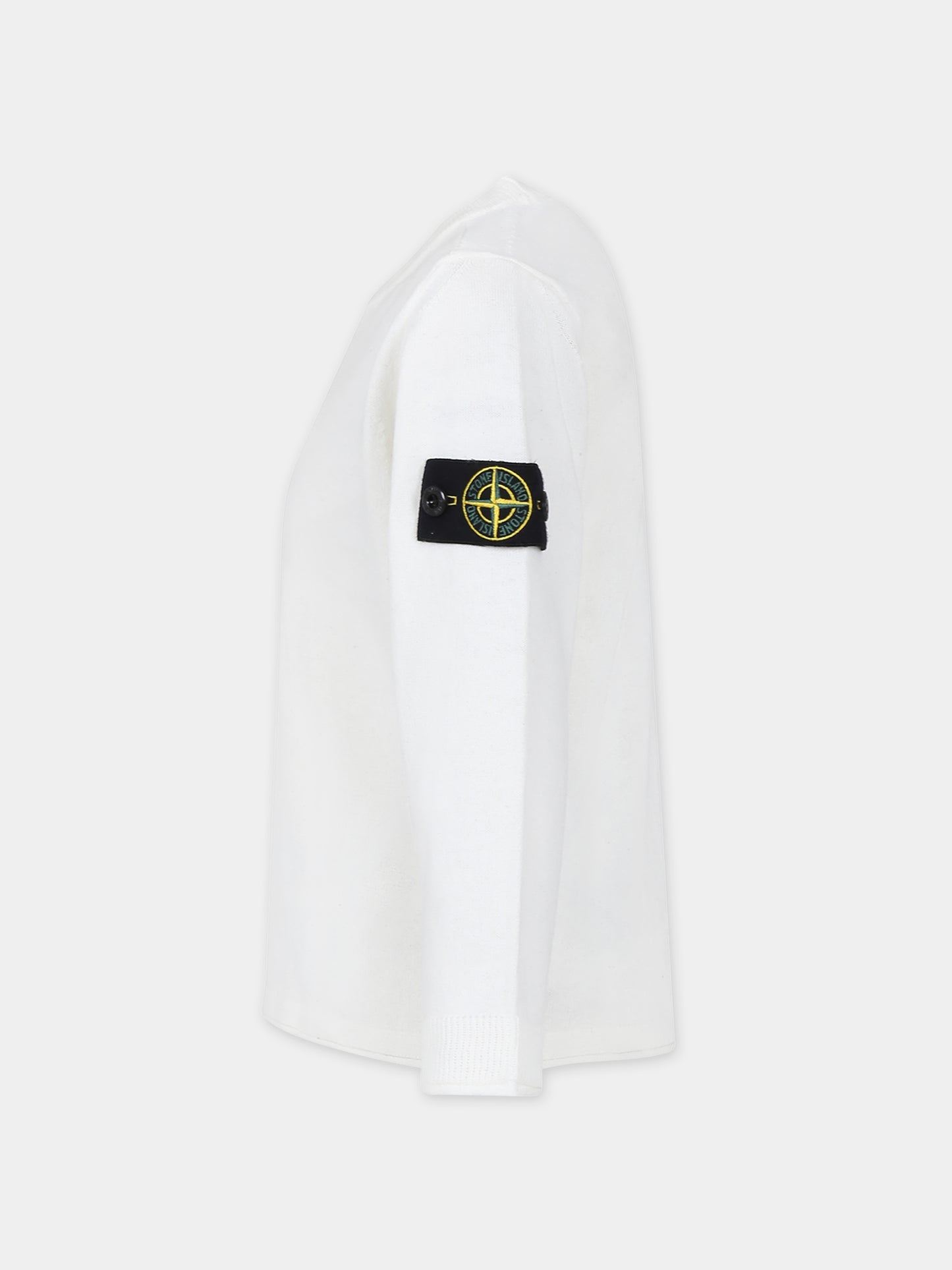 Maglione bianco per bambino con bussola,Stone Island Junior,8016505B9 V0001