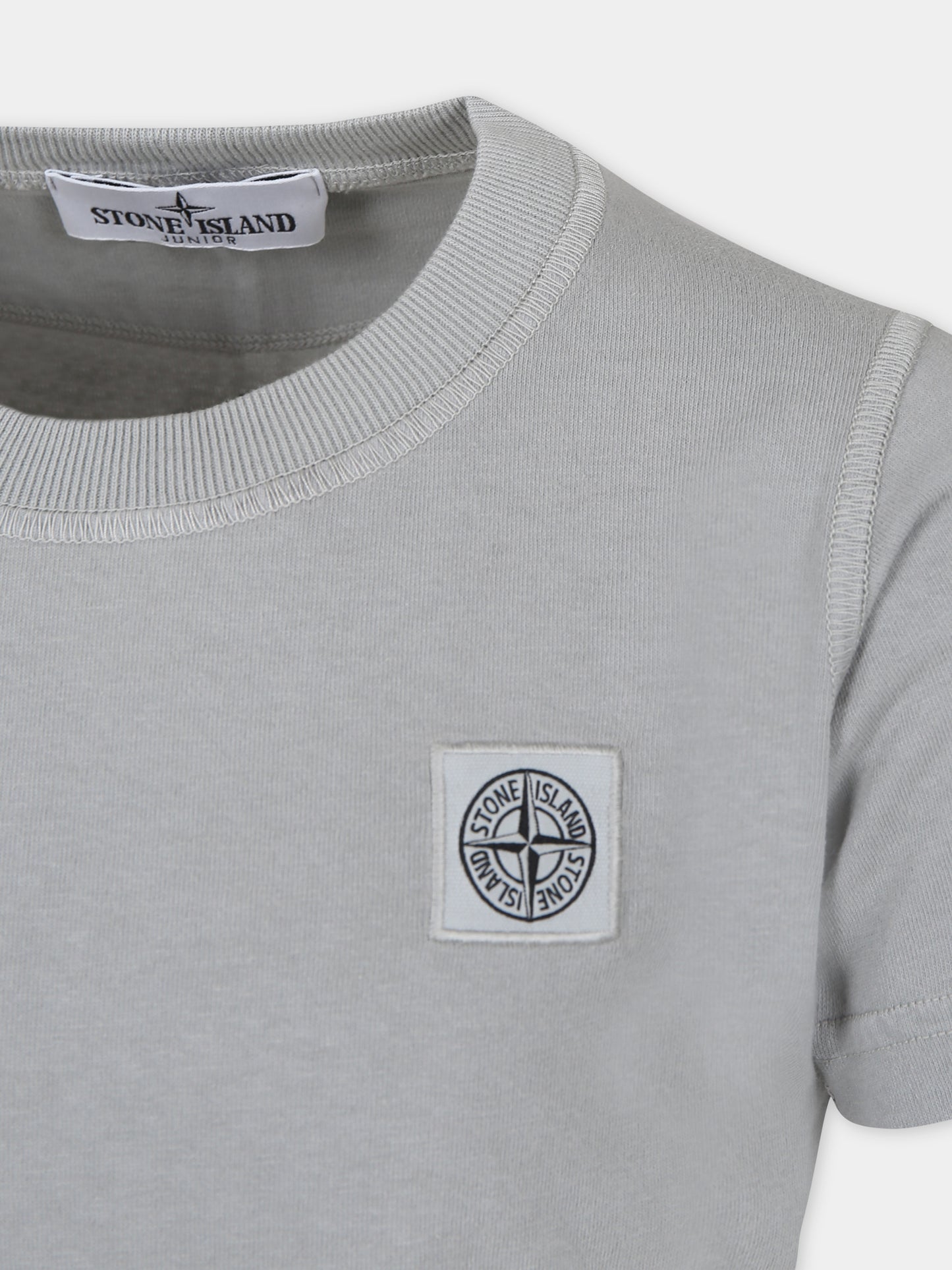 T-shirt grigia per bambino con logo,Stone Island Junior,801620750 V0061