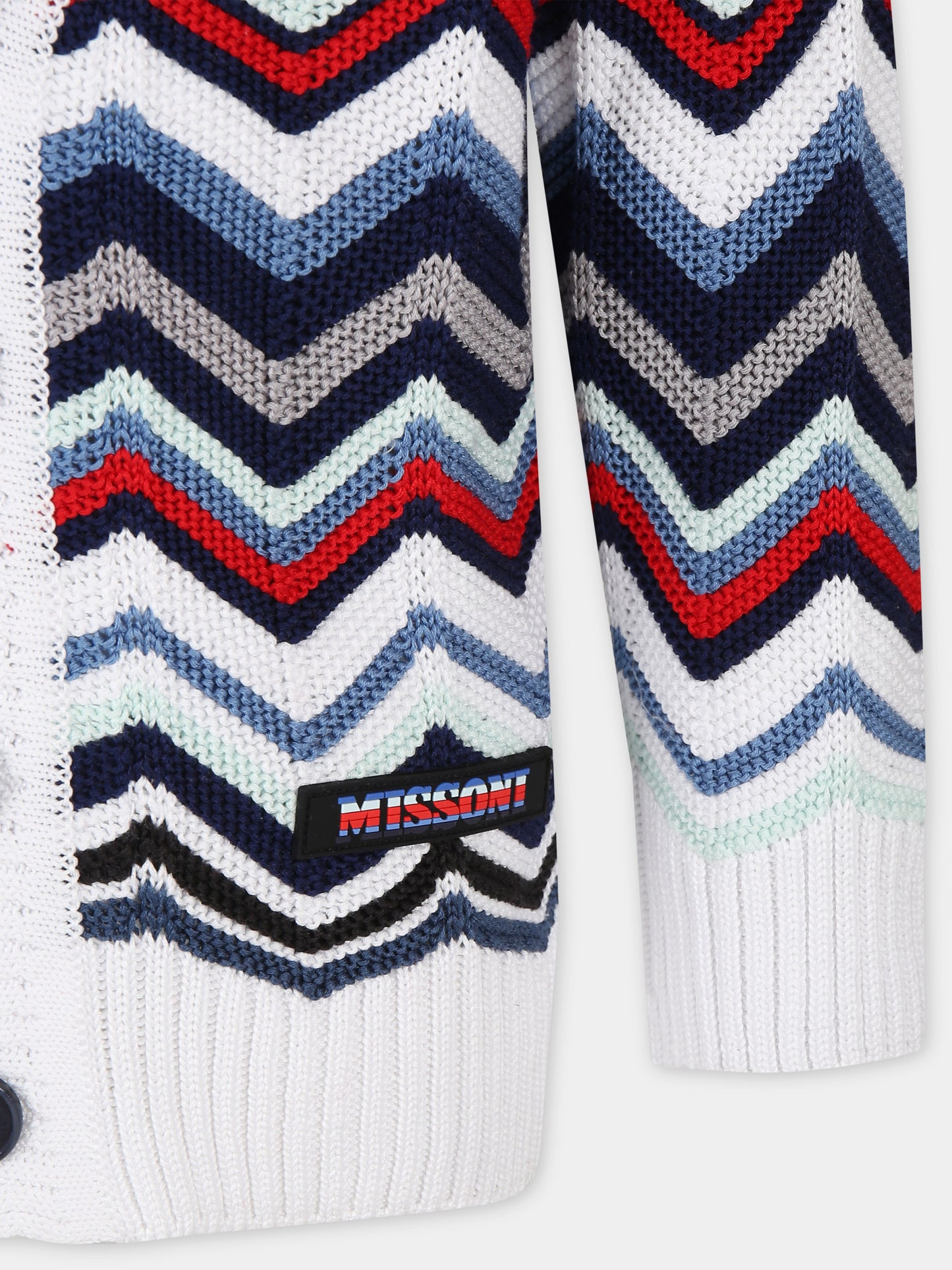 Maglione bianco per bambino con motivo chevron,Missoni,MU9P10 X0018 999BC