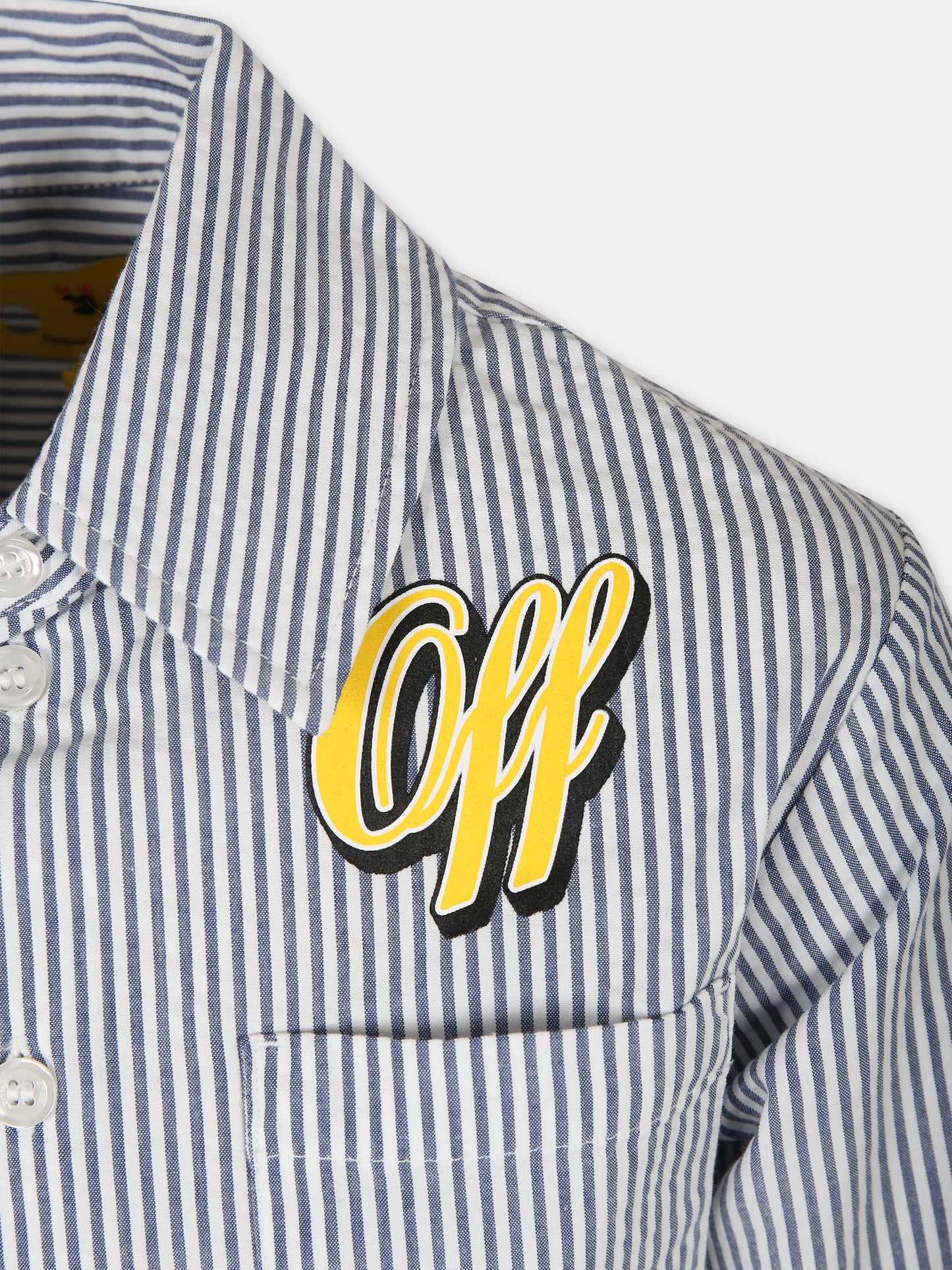 Camicia celeste per bambino con logo,Off White,OBGA003S24FAB0024518