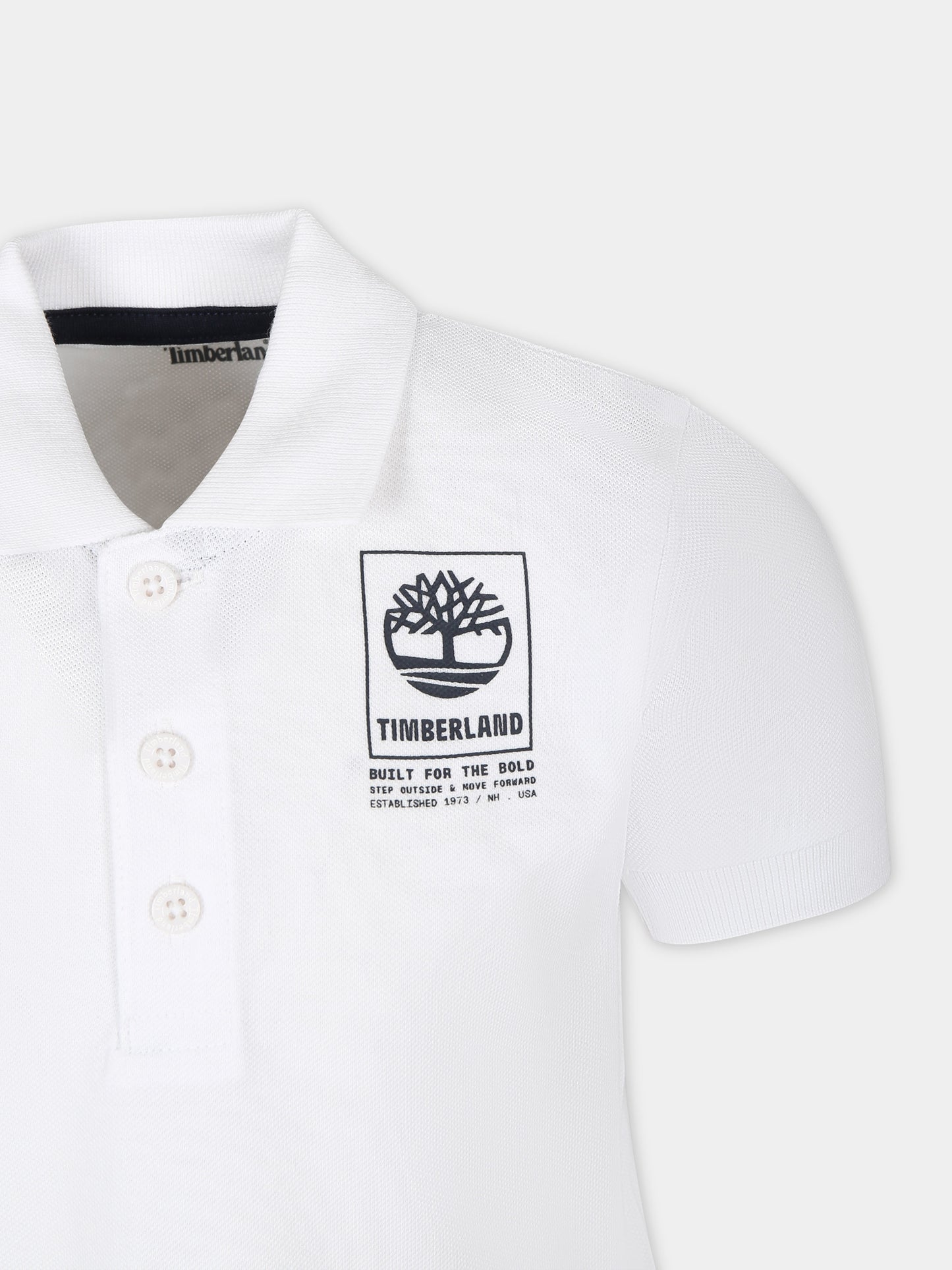 Polo bianca per bambino con logo,Timberland,T60061 10P