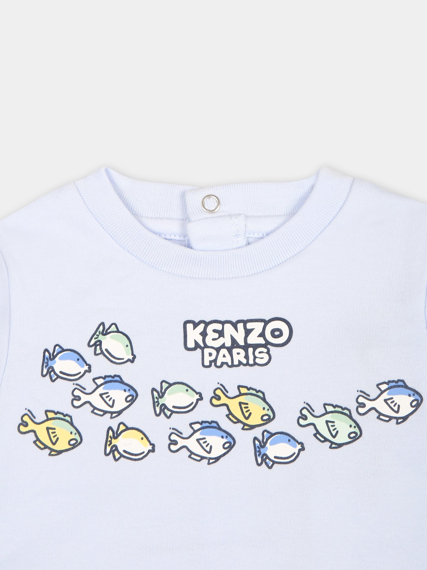 Tutina celeste per neonato con stampe,Kenzo Kids,K60071 771