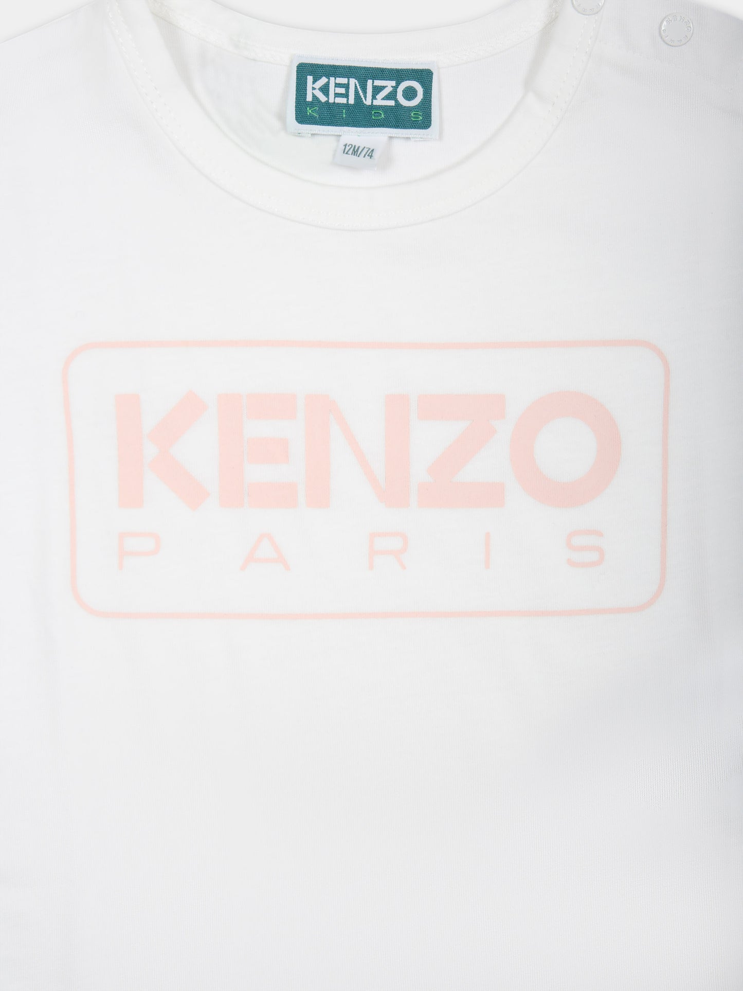 T-shirt bianca per neonata con logo,Kenzo Kids,K60129 12P