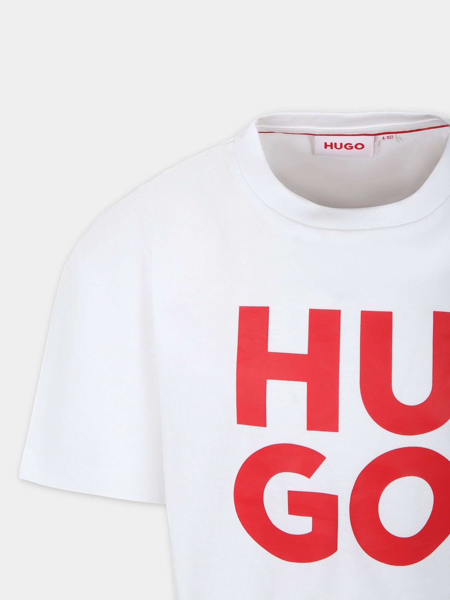 T-shirt bianca per bambino con logo,Hugo,G00008 10P