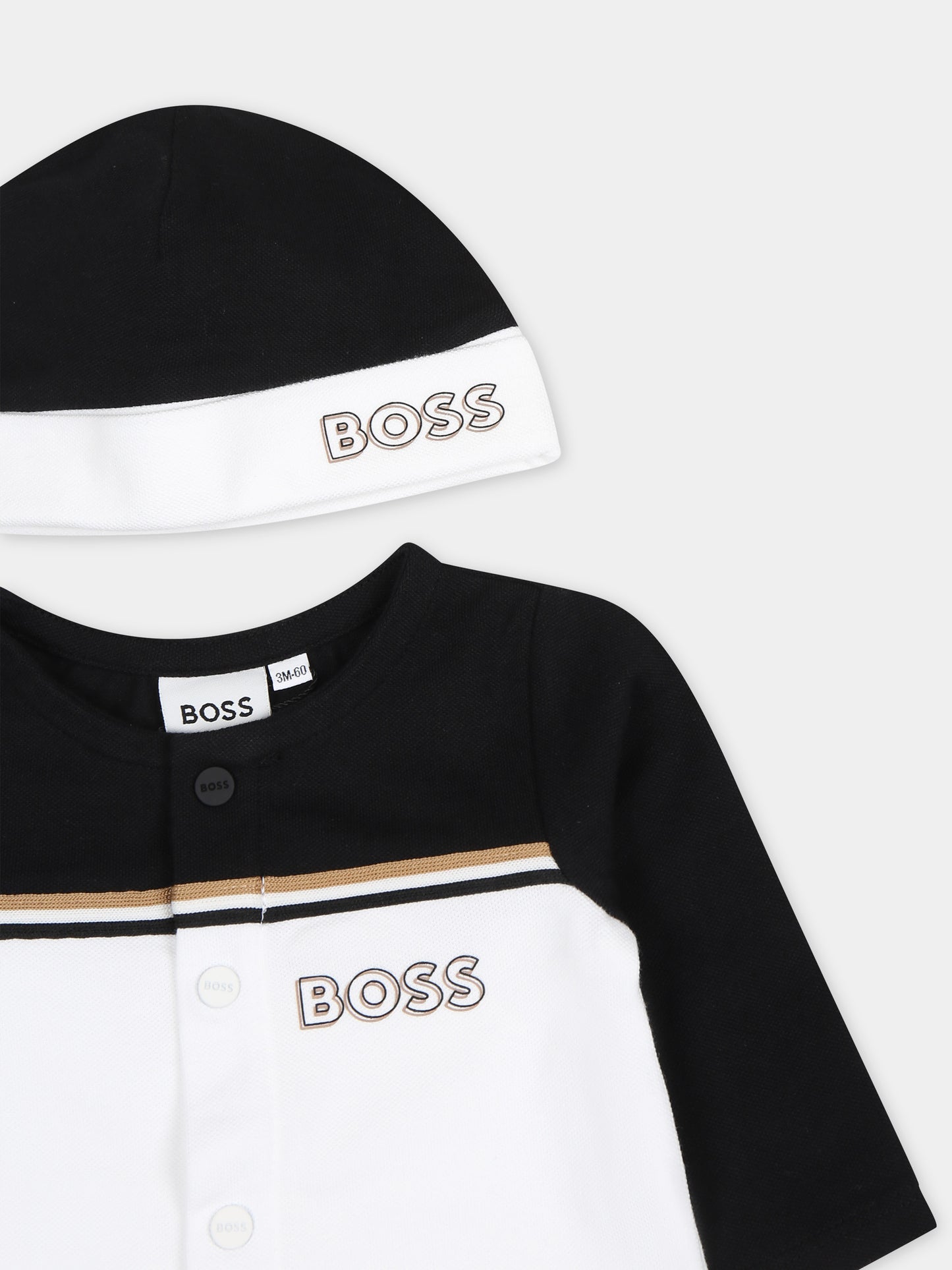 Set bianco per neonato con logo,Boss,J50794 10P
