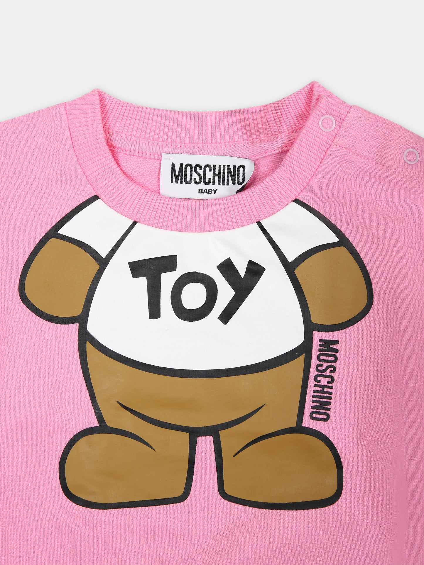 Felpa rosa per neonata con Teddy Bear,Moschino Kids,MYF03Q LCA69 50206
