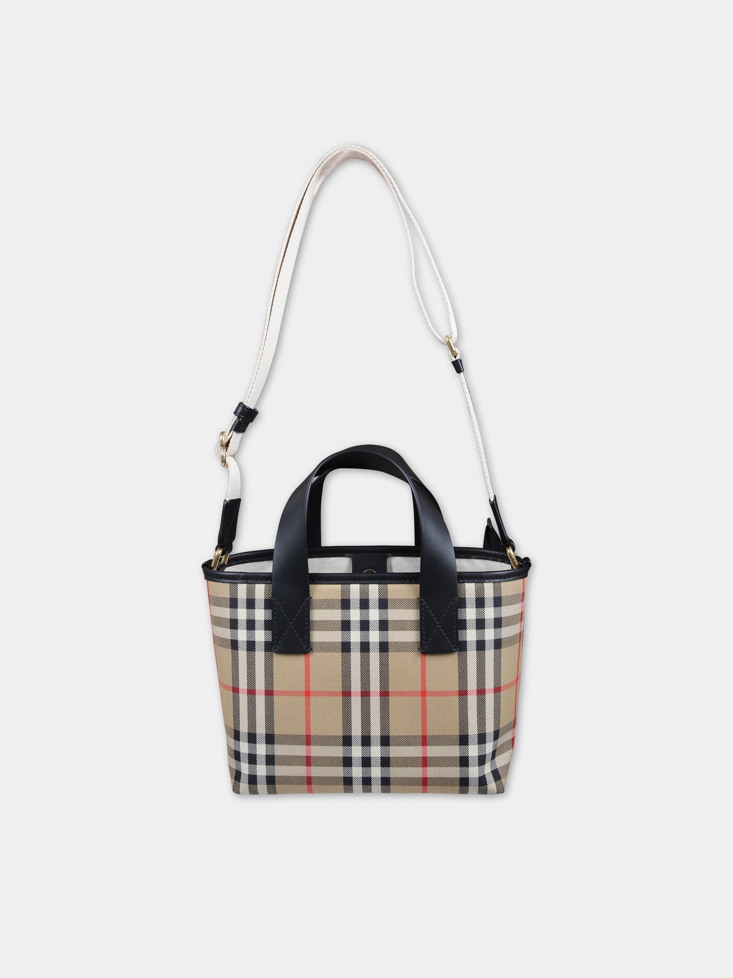 Borsa beige per bambina con check vintage,Burberry Kids,8078246 A7028