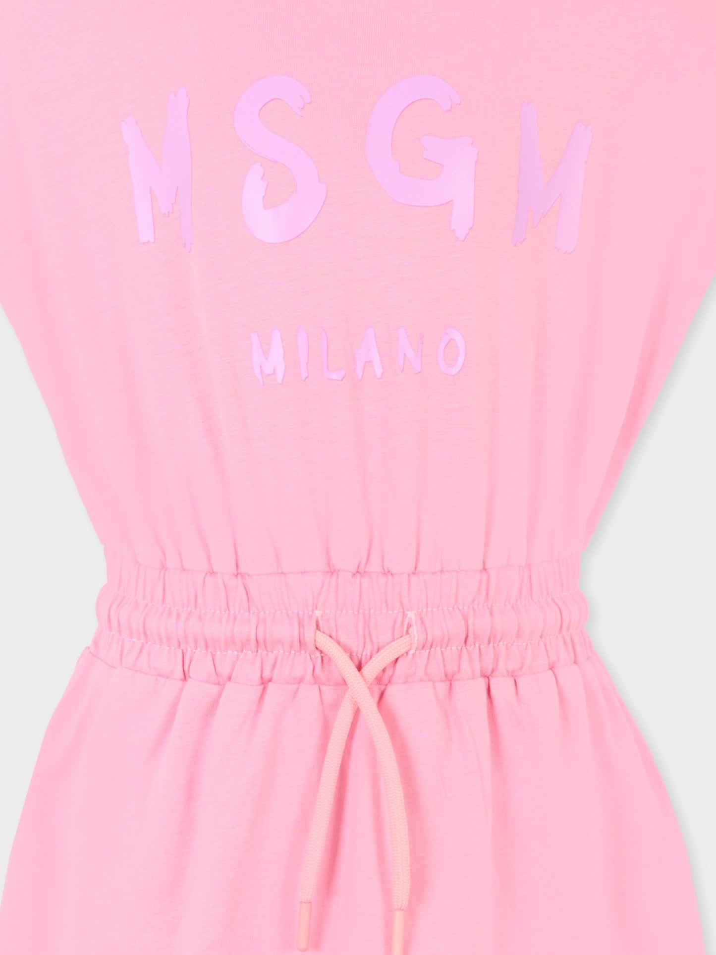 Vestito rosa per bambina con logo,Msgm Kids,MS029327 042