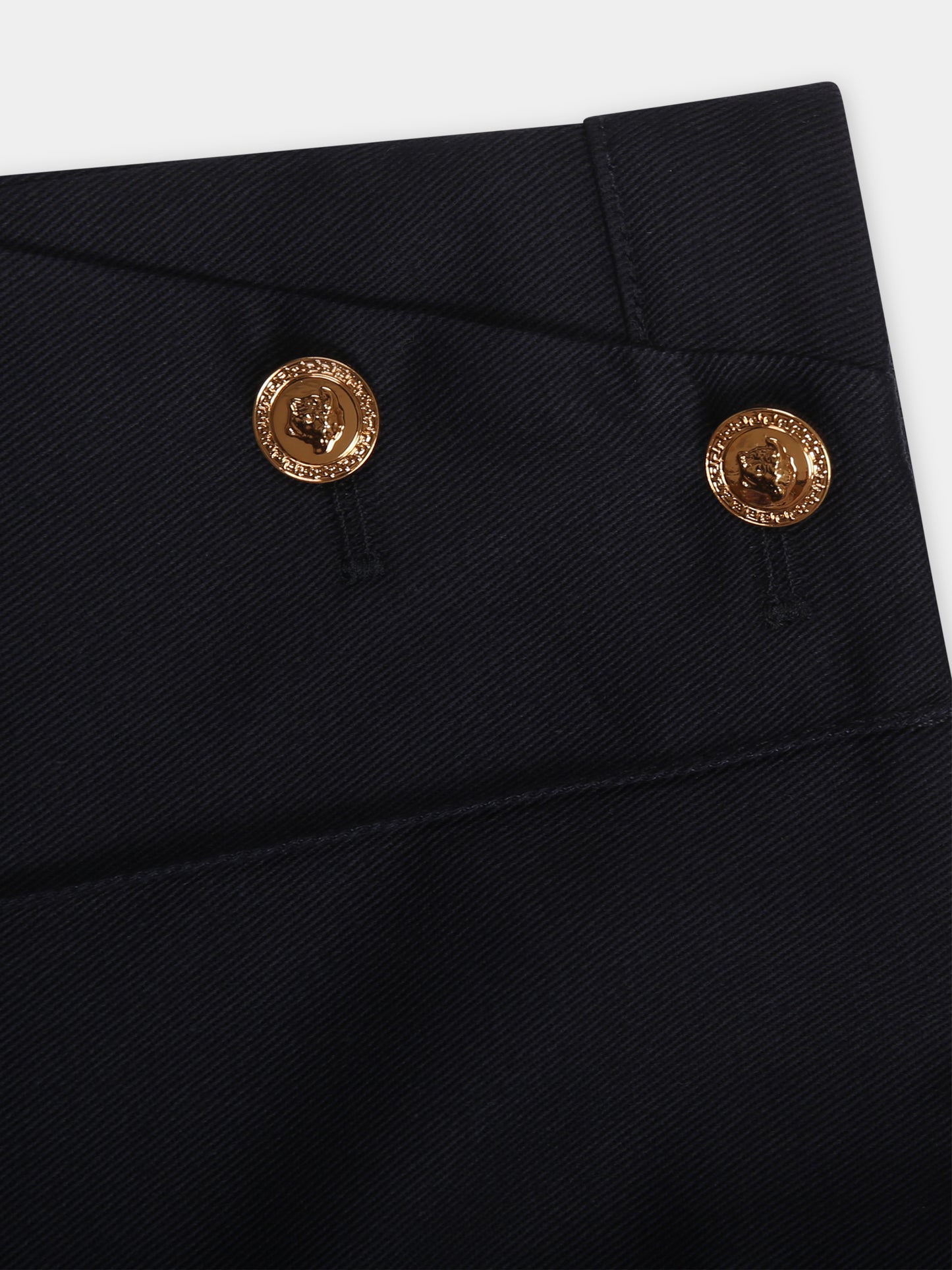 Shorts blu per neonata con bottoni oro,Versace,1014019 1A09209 1U830