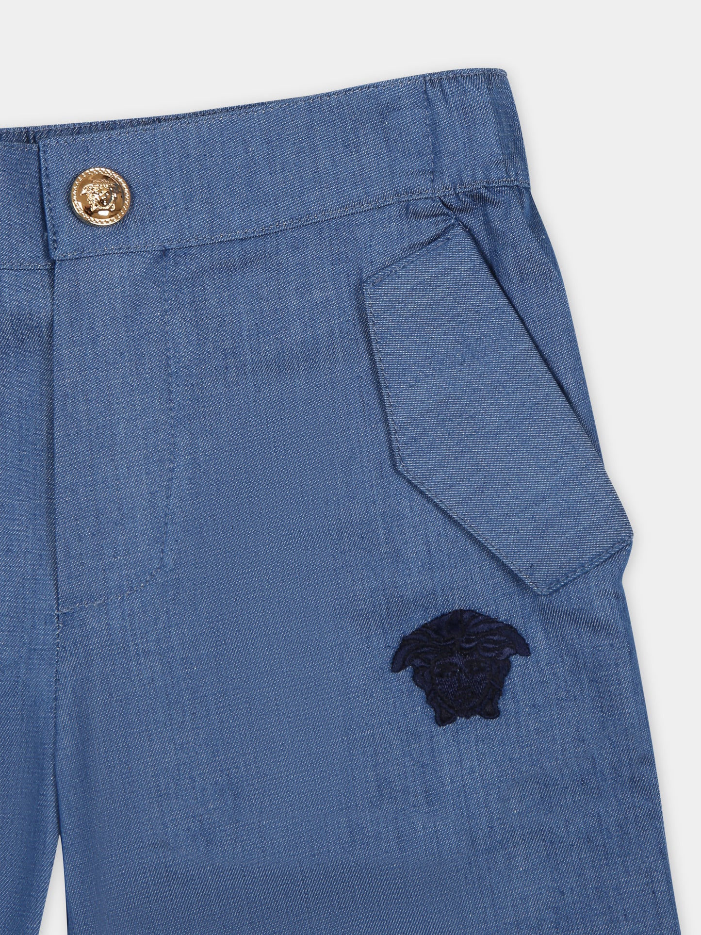 Jeans in denim per neonato con medusa,Versace,1013981 1A09738 2D930