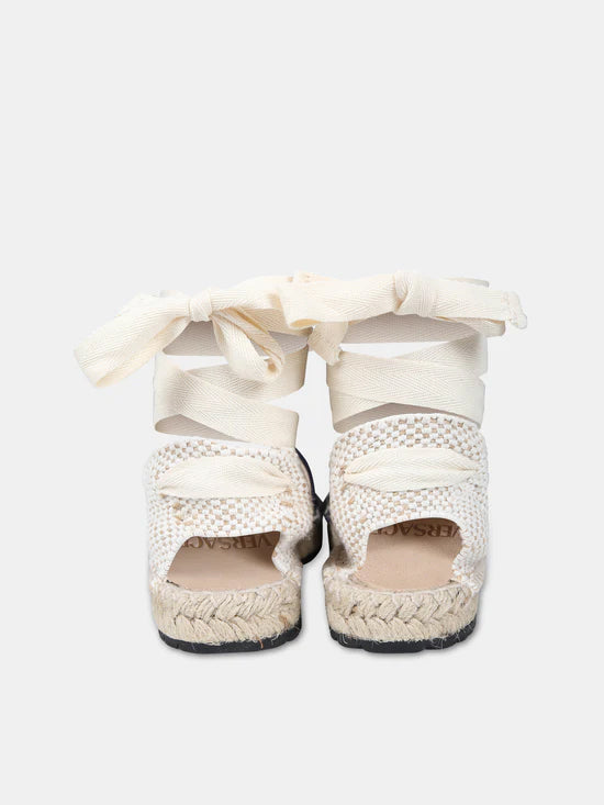 Sandali blu per bambina in corda con logo,Versace,1013132 1A10039 2KF5V