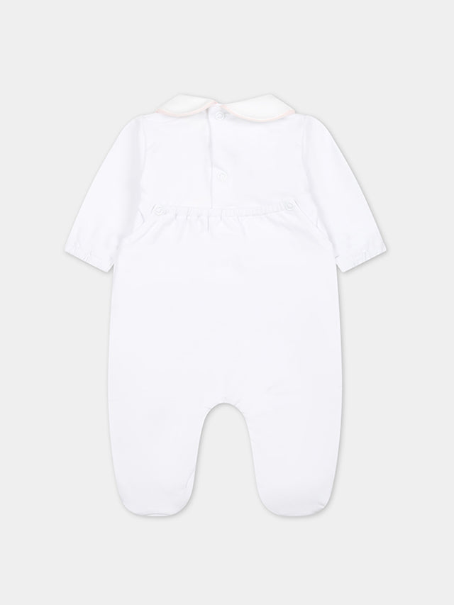 Tutina bianca per neonata con scritta,Little Bear,8045 BIANCO/ROSA