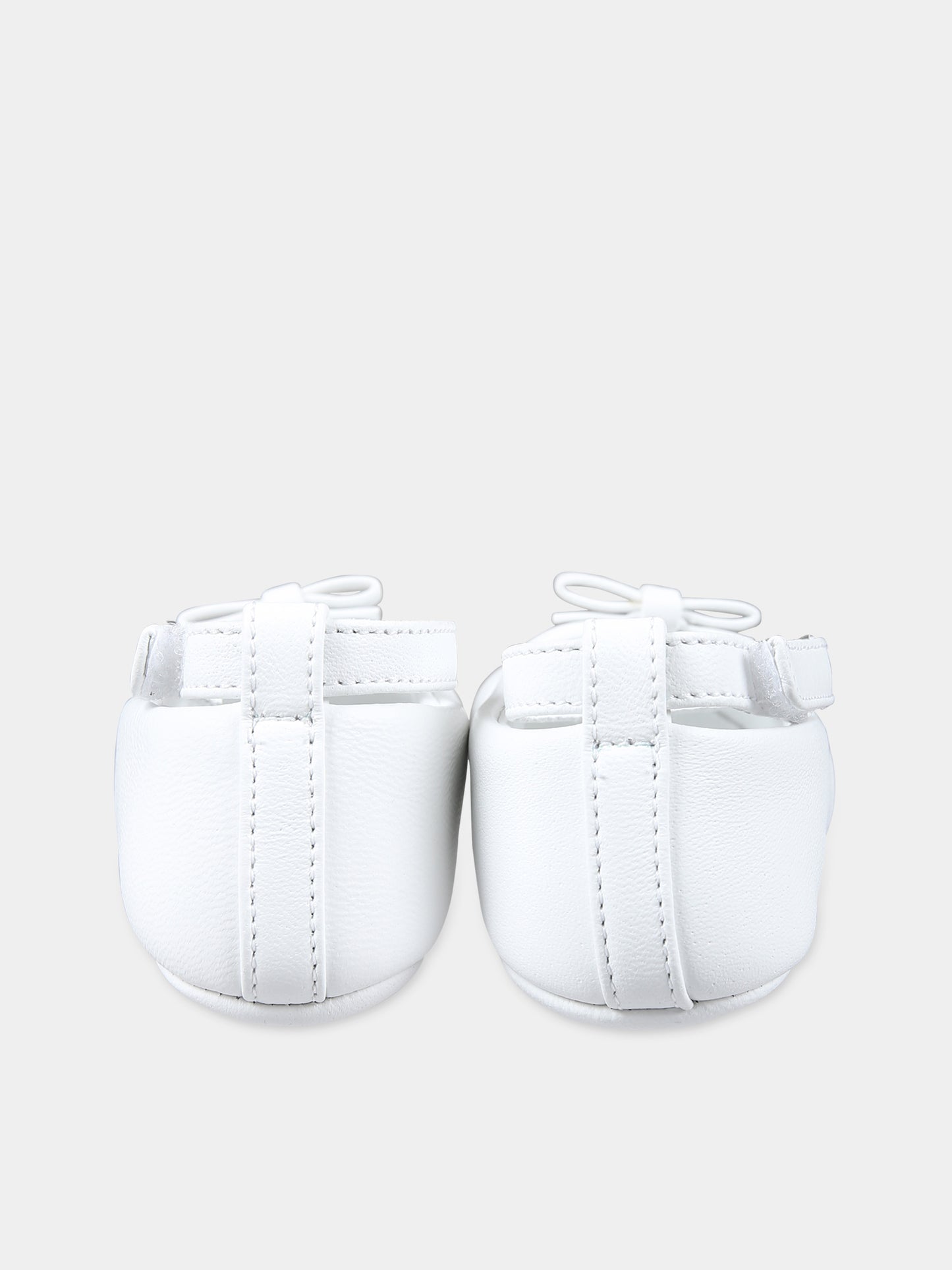 Ballerine bianche per neonata con logo,Dolce & Gabbana Kids,DK0065 AB793 80001