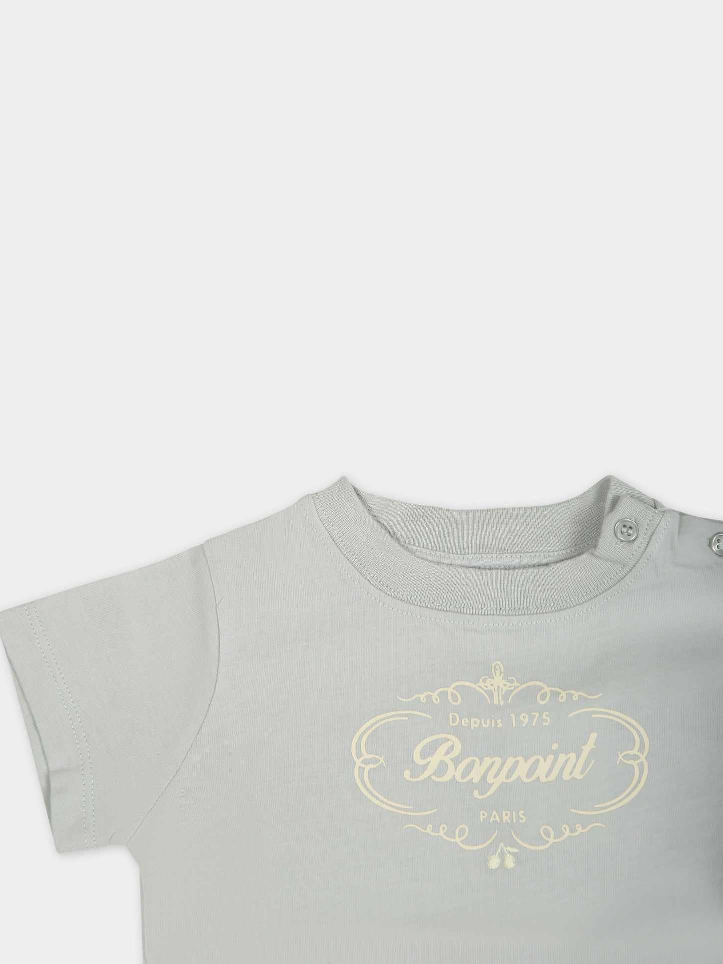 T-shirt verde per neonati con logo,Bonpoint,S04YTSK00007 141B
