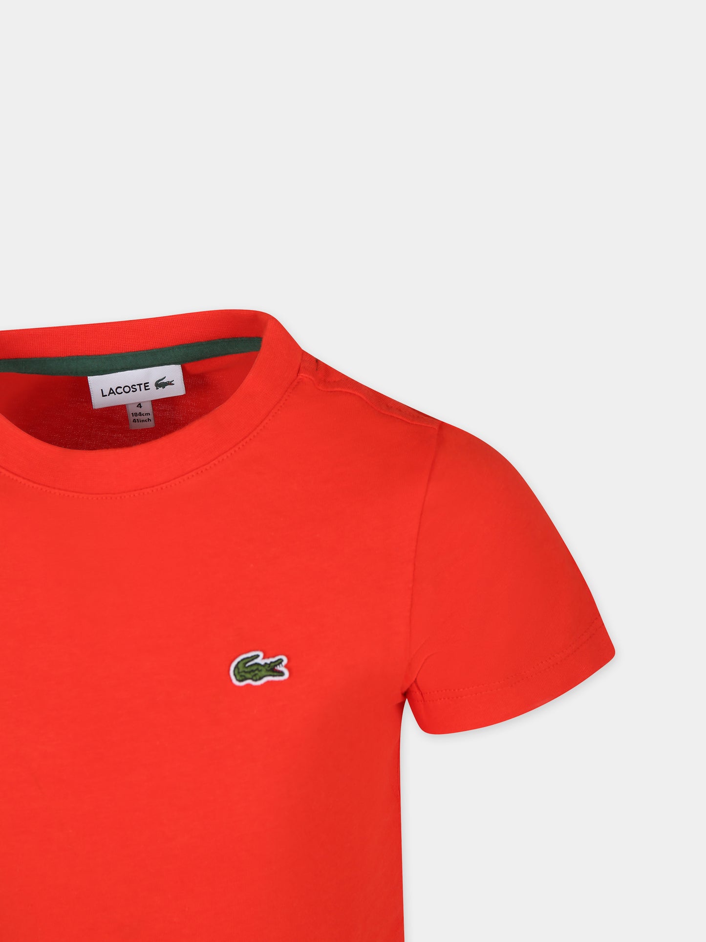 T-shirt rossa per bambino con coccodrillo,Lacoste,TJ1122 F8M