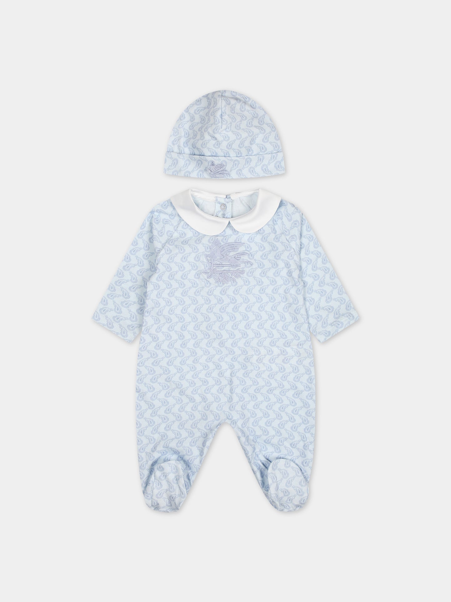 Set celeste per neonato con logo,Etro,GUB520 J0409 685CE