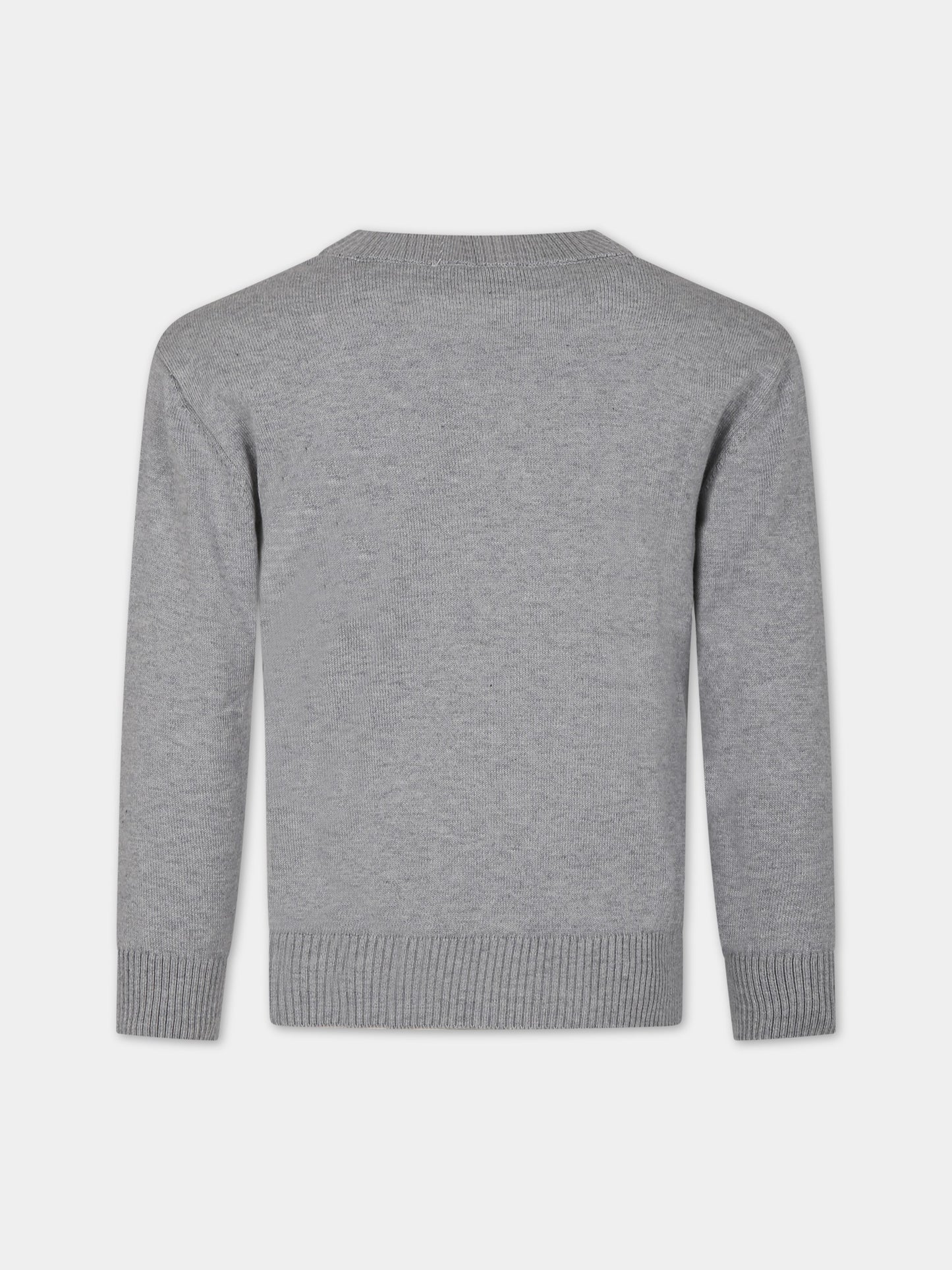 Maglione grigio per bambini con Teddy bear e logo,Moschino Kids,HPW00J LHE13 60926