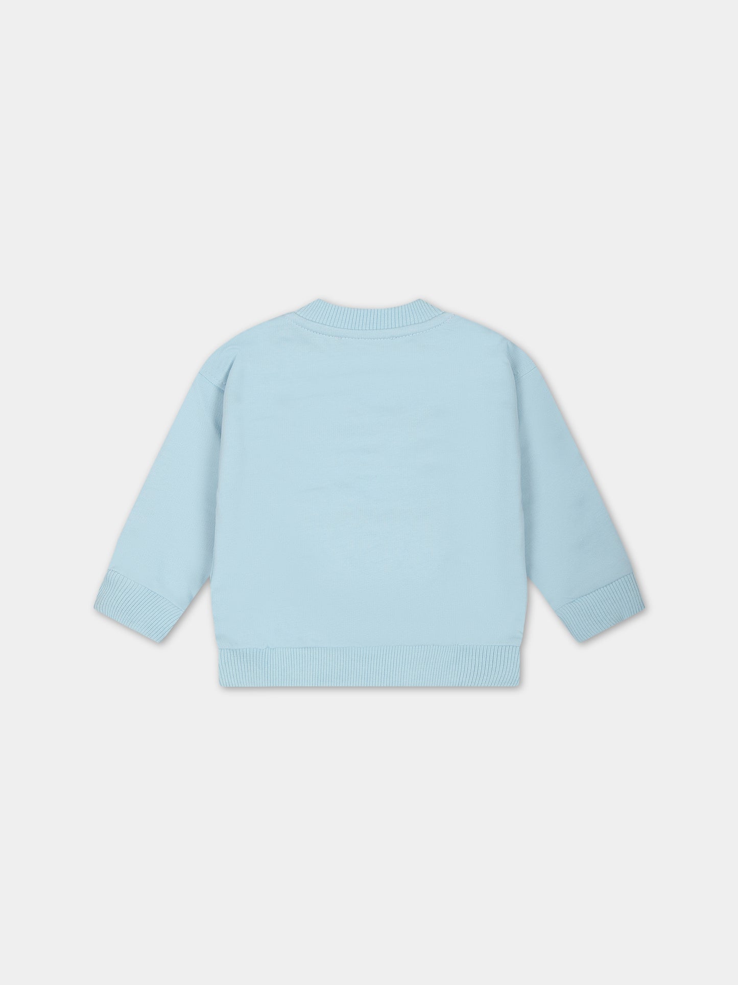 Felpa celeste per neonato con Teddy Bear,Moschino Kids,MWF03N LCA19 40304