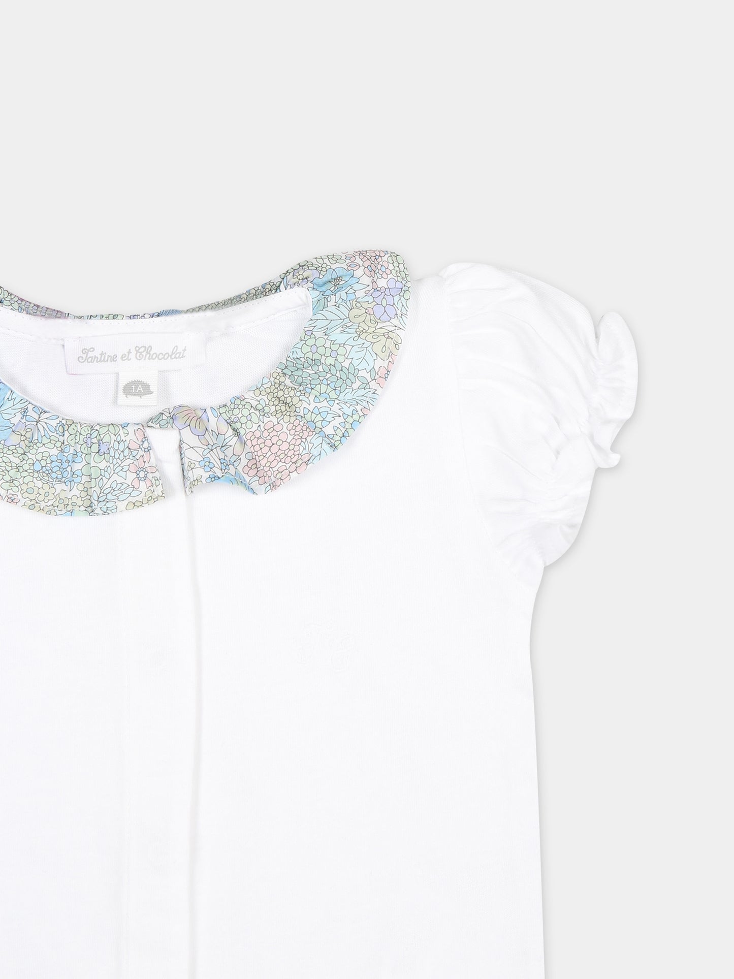 Body bianco per neonata con tessuto Liberty,Tartine Et Chocolat,TY11000 01