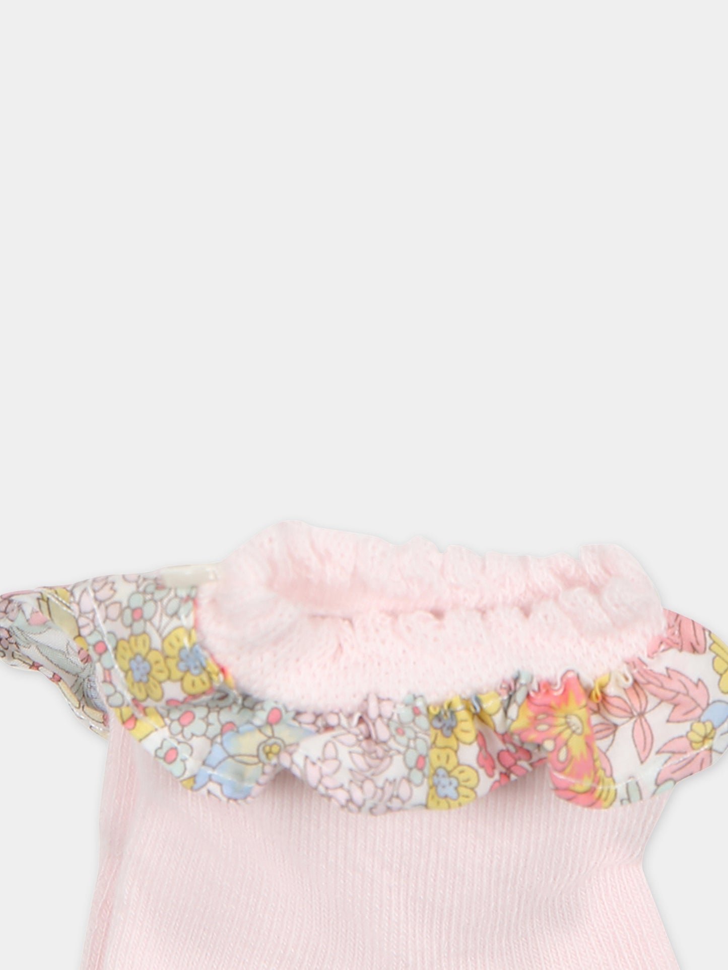 Calzini rosa per neonata con tessuto Liberty,Tartine Et Chocolat,TY93001 31
