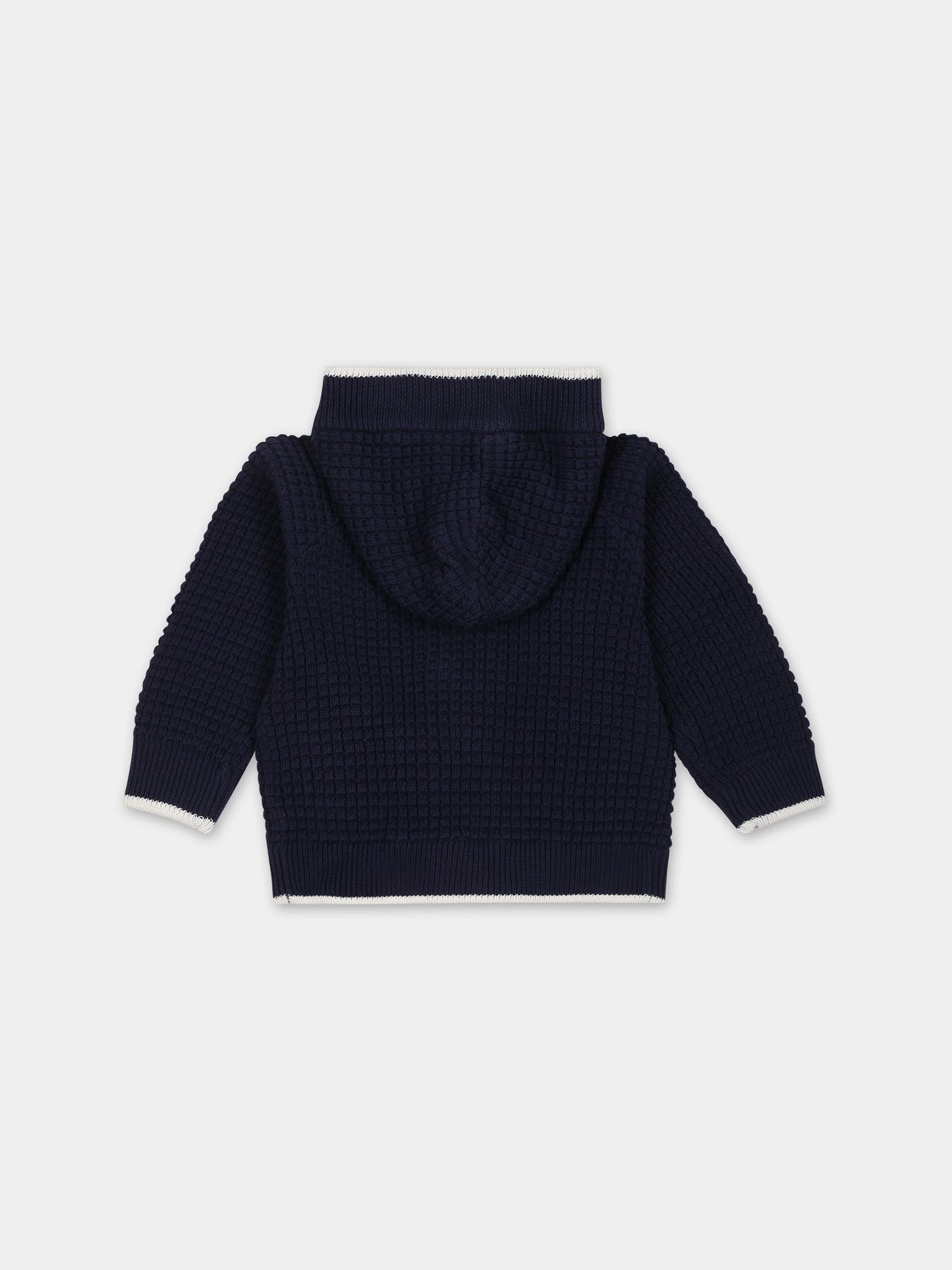 Cardigan blu per neonato con Teddy bear,Moschino Kids,MUW00S LHE13 40016