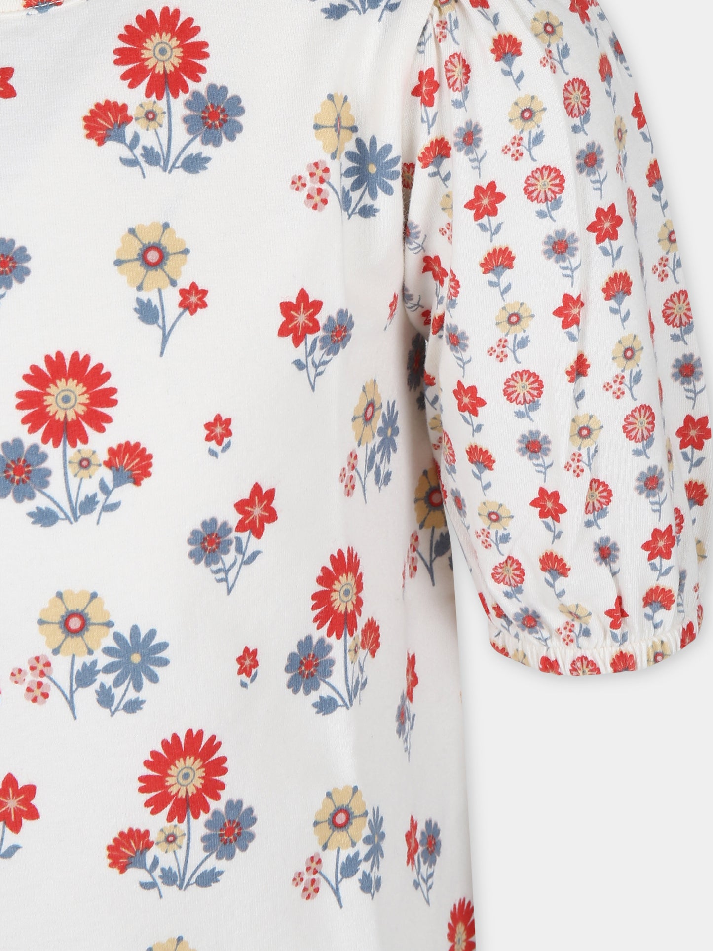 Top avorio per bambina con stampa fiori,Coco Au Lait,16COCO S046