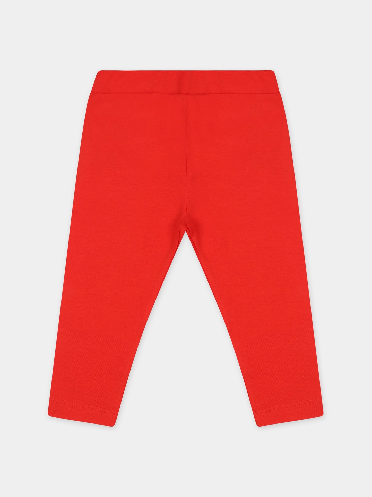 Leggings rossi per neonata con logo,Moschino Kids,M3P02N LBA11 50109