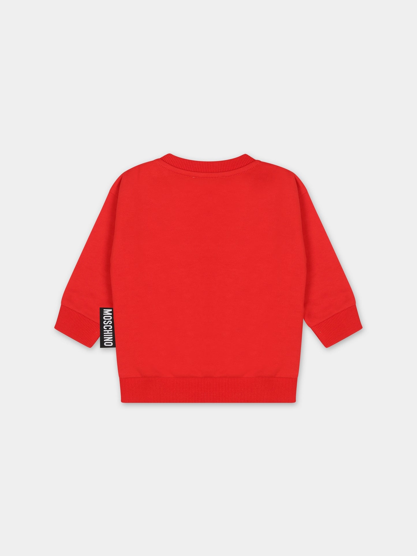 Felpa rossa per neonati con Teddy Bear,Moschino Kids,MTF03Q LCA60 50109