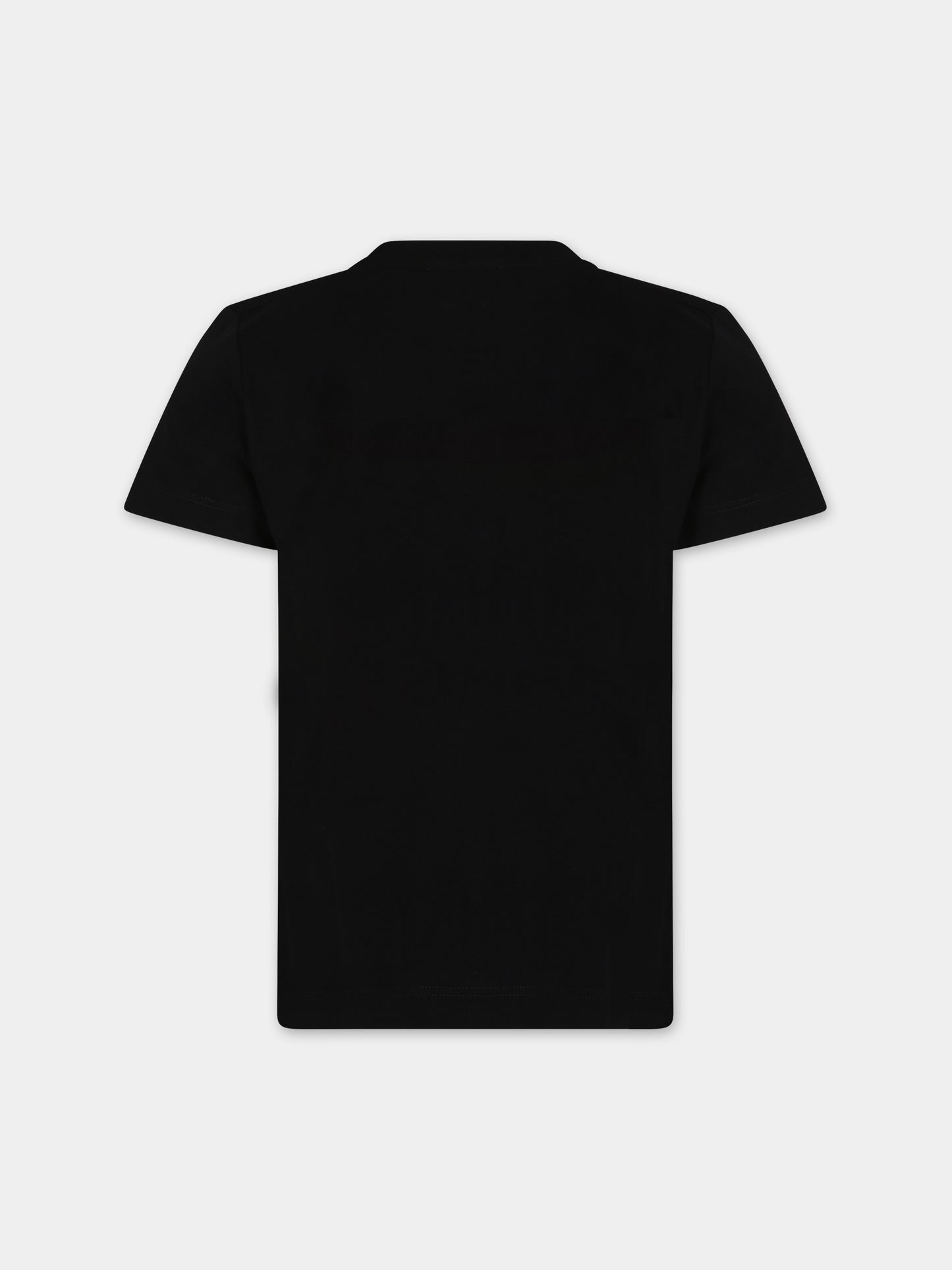 T-shirt nera per bambini con Teddy Bears e logo,Moschino Kids,HVM03U LAA34 60100