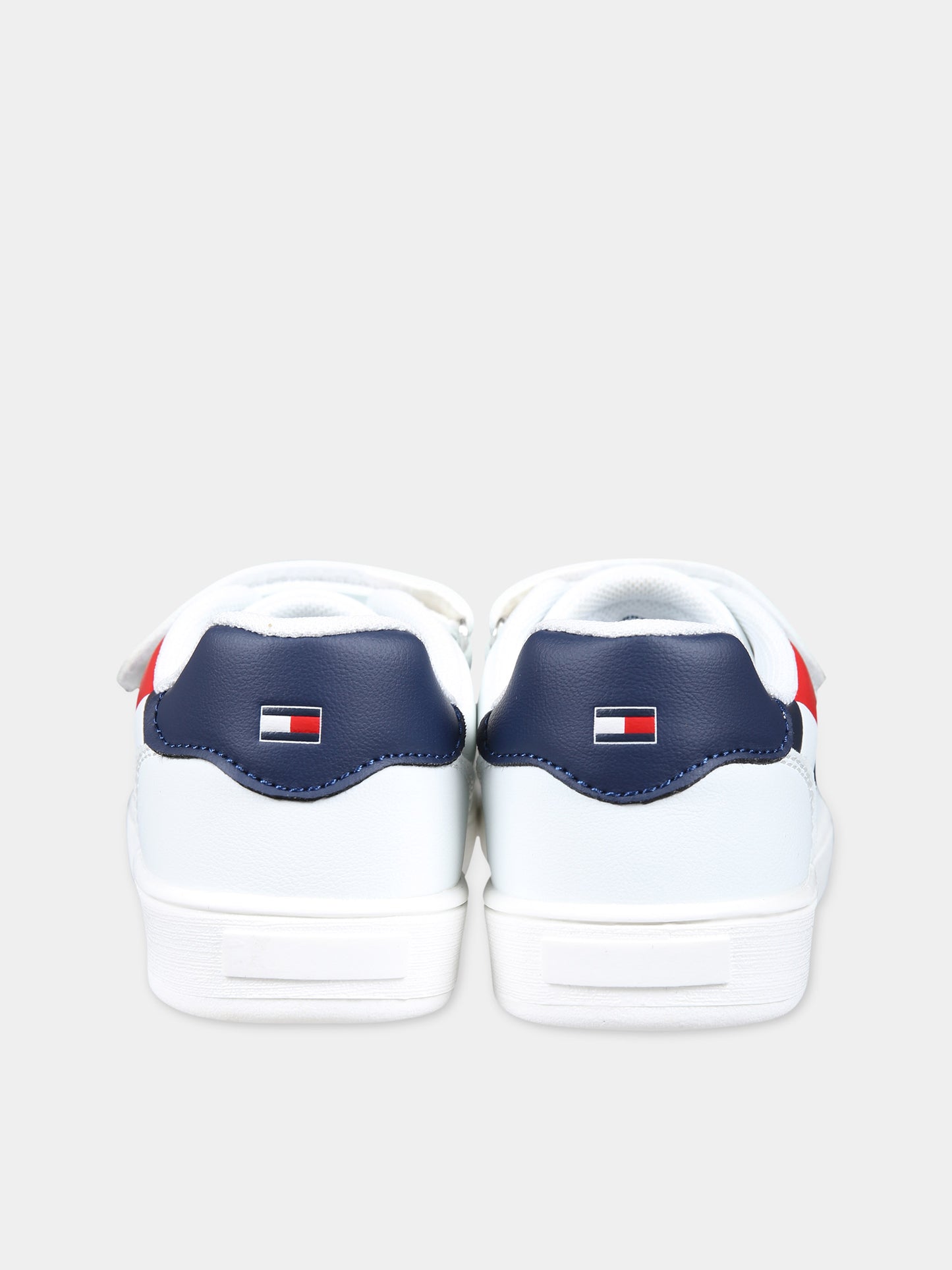 Sneakers bianche per bambini con bandierina e logo,Tommy Hilfiger Junior,T1B9 33327 1355100