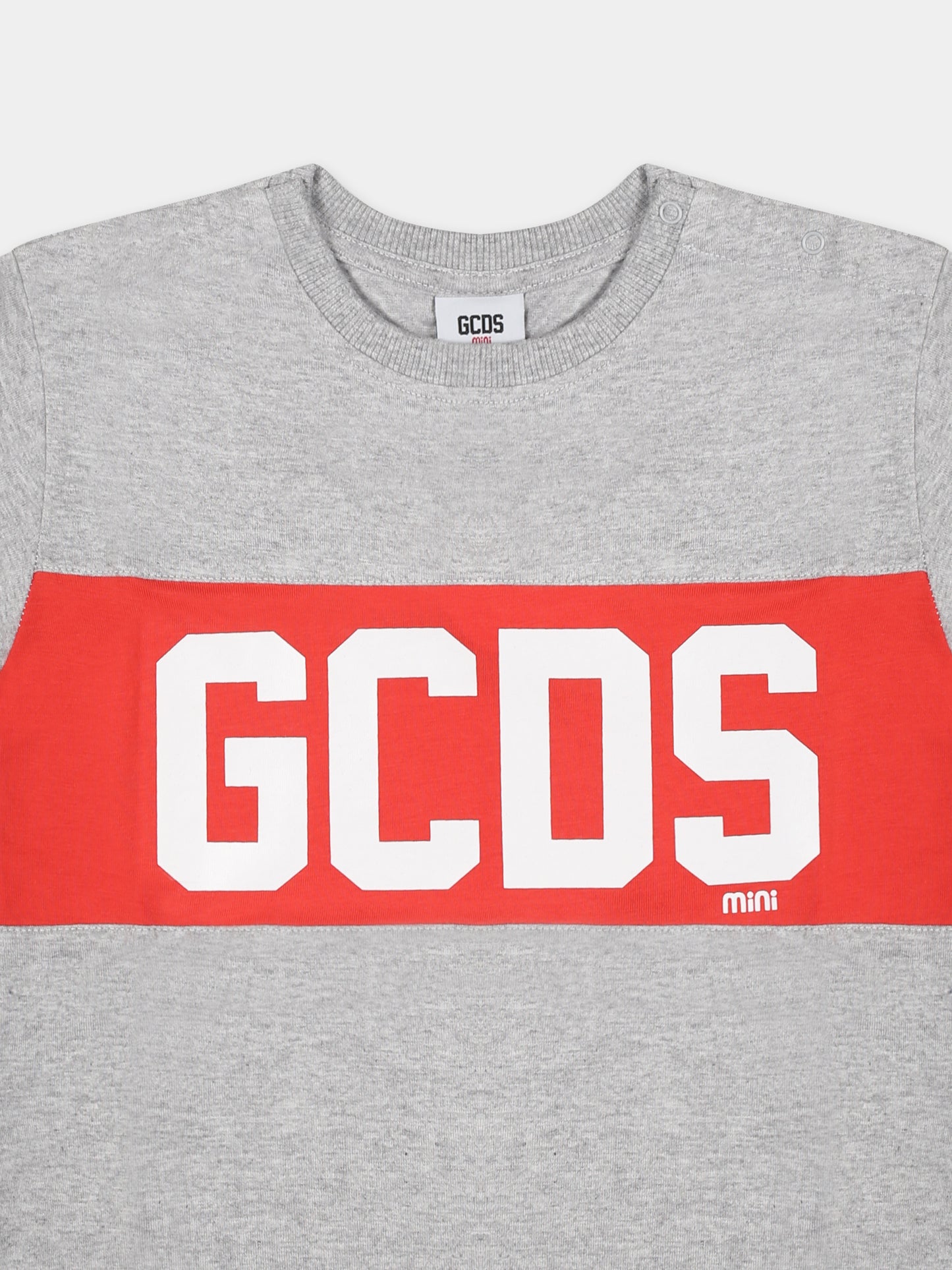 T-shirt grigia per neonati con logo,Gcds Kids,GMM003 LAA22 60926