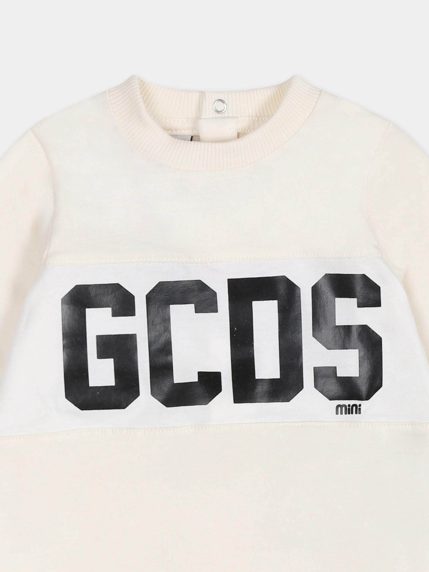 Tutina bianca per neonati con logo,Gcds Kids,GUY00R LCA33 10063
