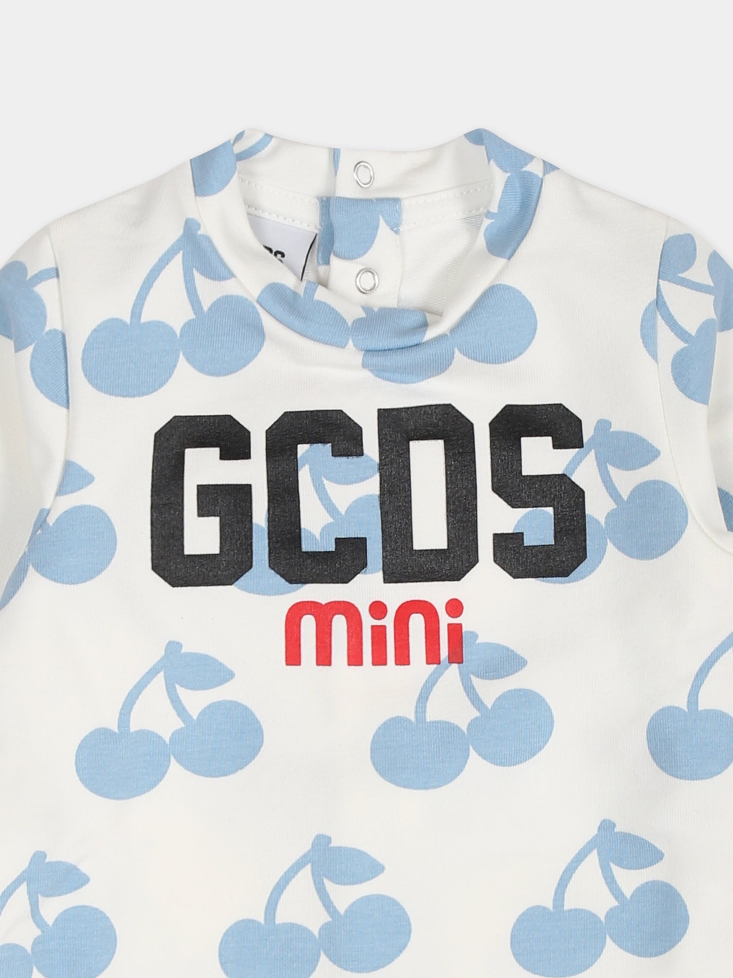 Tutina bianca per neonati con logo e ciliegie,Gcds Kids,GUY00K LDBA9 84530