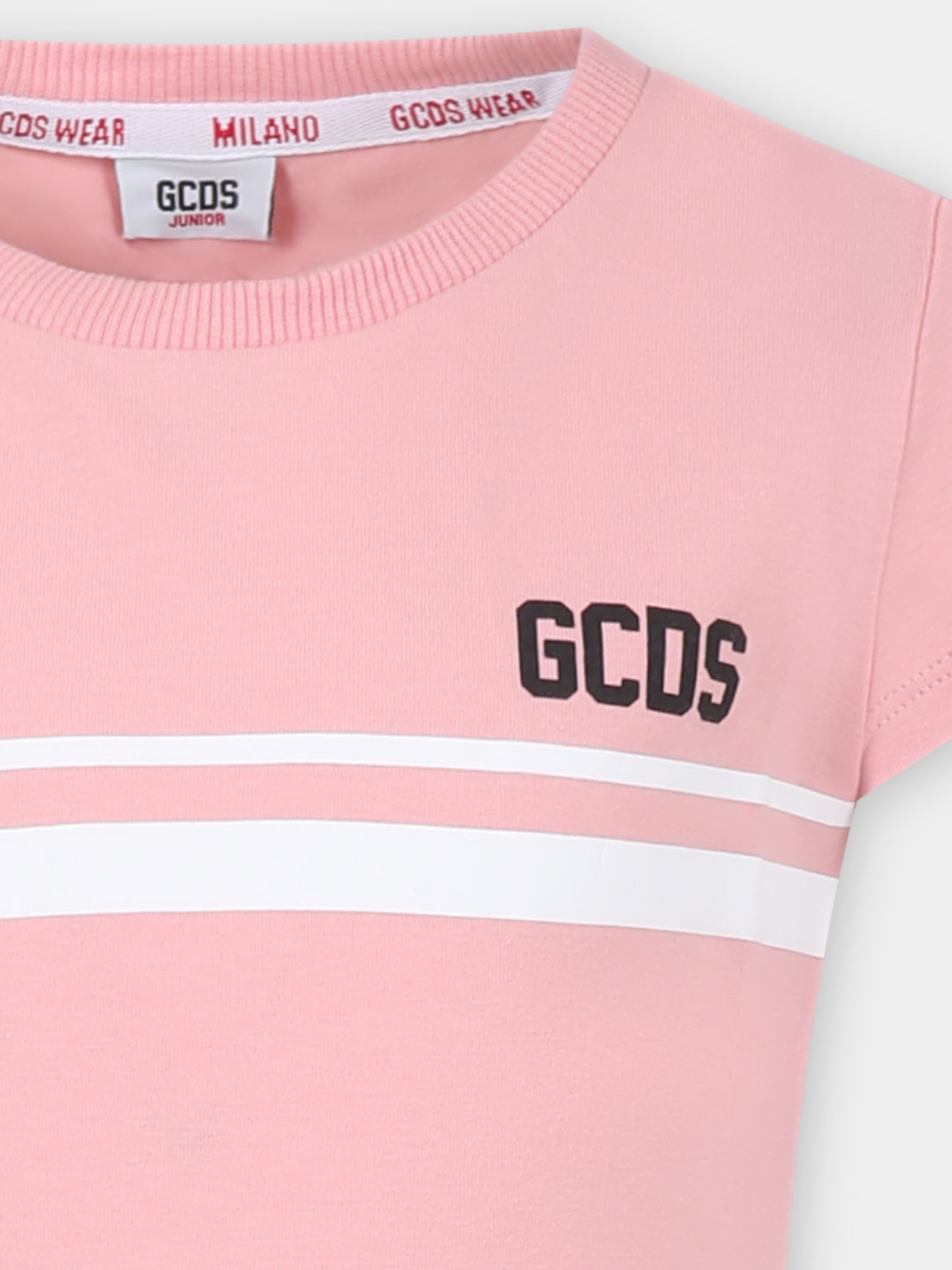 Vestito rosa per bambina con logo,Gcds Kids,DDV008 LBA36 51630