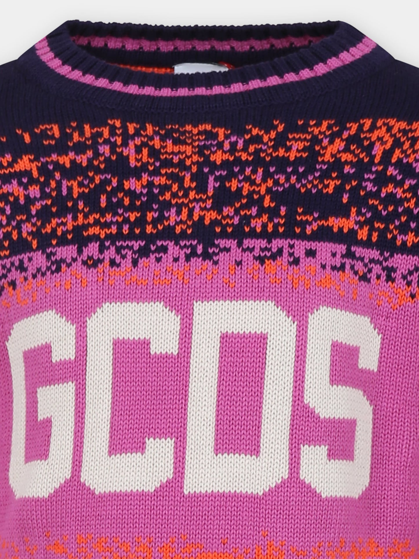 Maglione fucsia per bambina con logo,Gcds Kids,DNW006 LHE03 84253