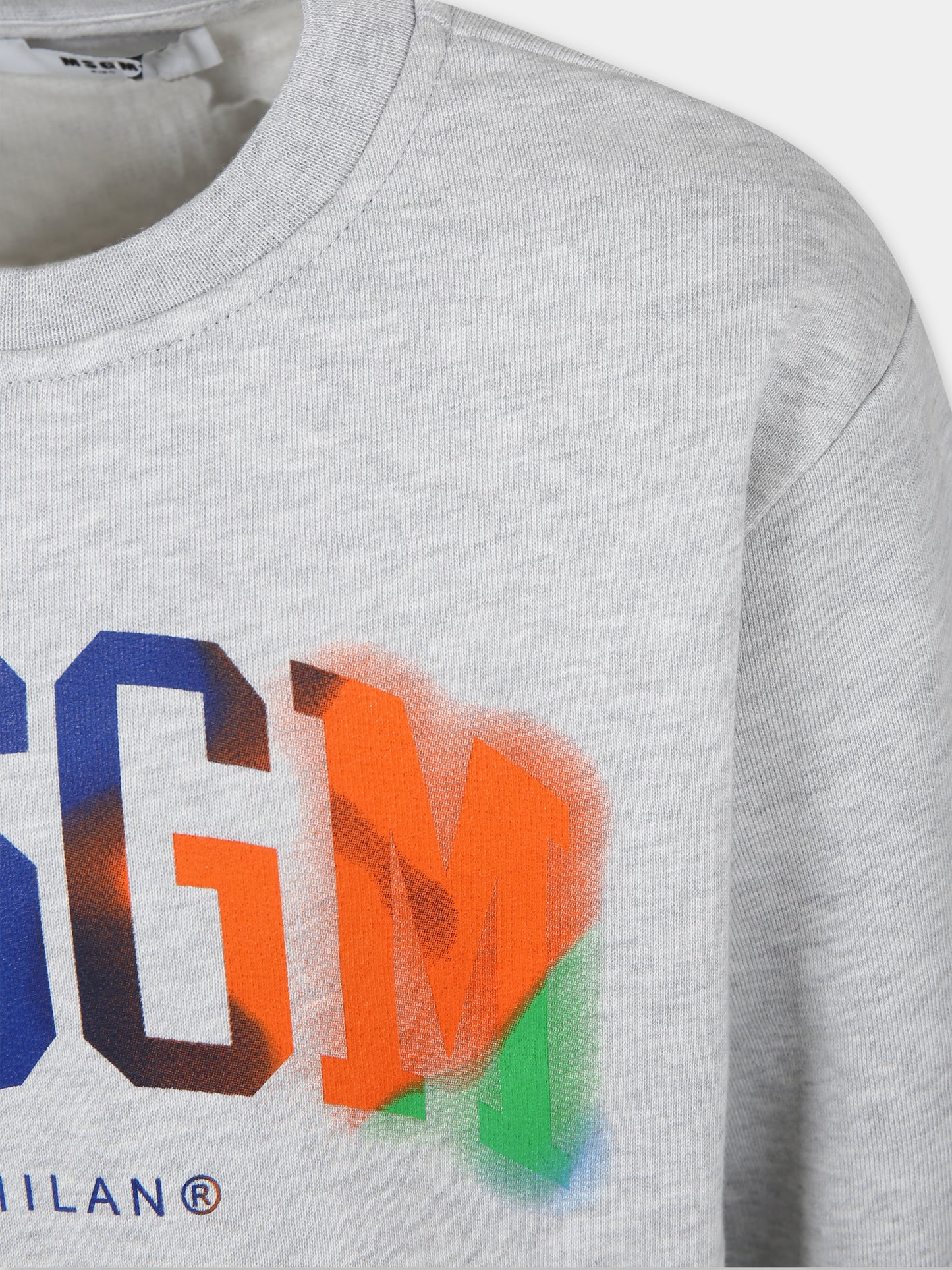 Felpa grigia per bambino con logo,Msgm Kids,F3MSJBSW112 107